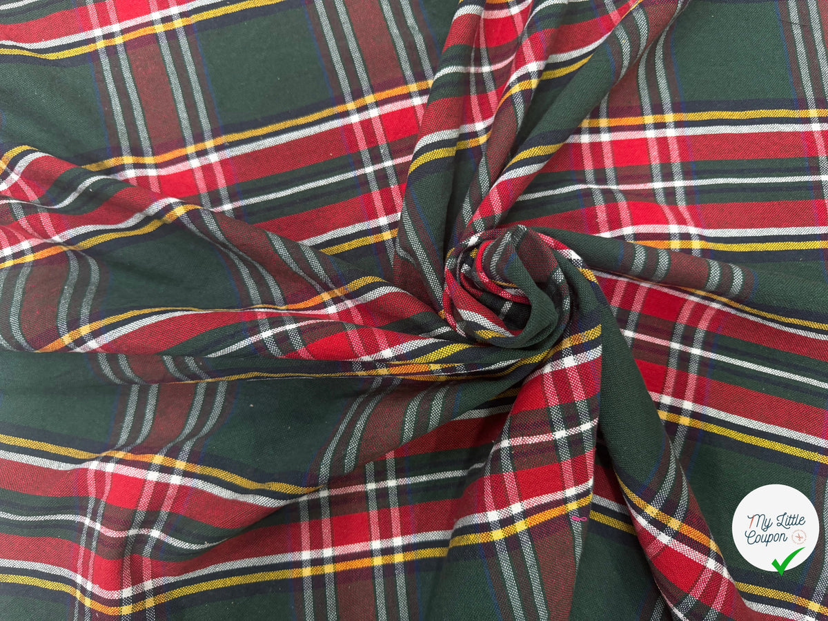 TISSÉ TEINT ÉCOSSAIS VERT ROUGE 150 CM - My Little Coupon