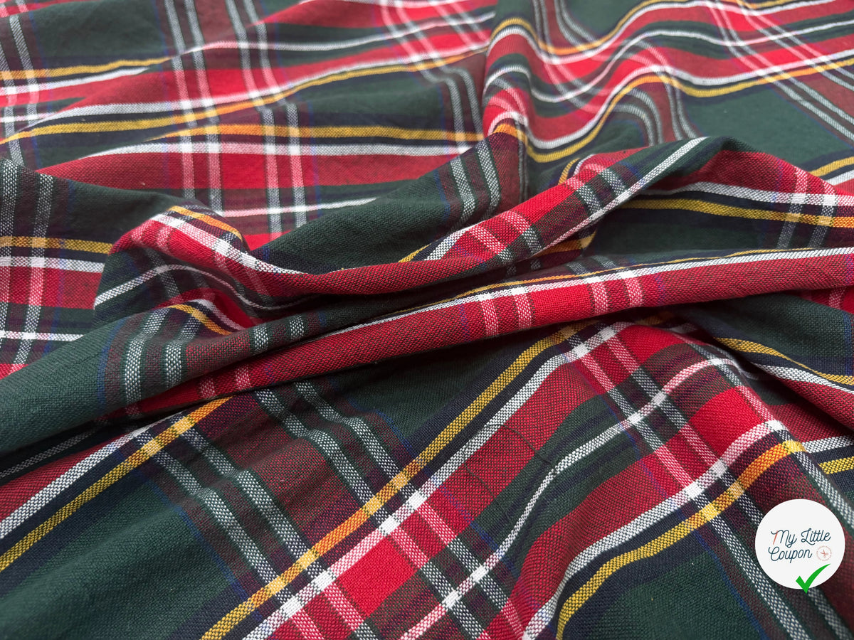 TISSÉ TEINT ÉCOSSAIS VERT ROUGE 150 CM - My Little Coupon