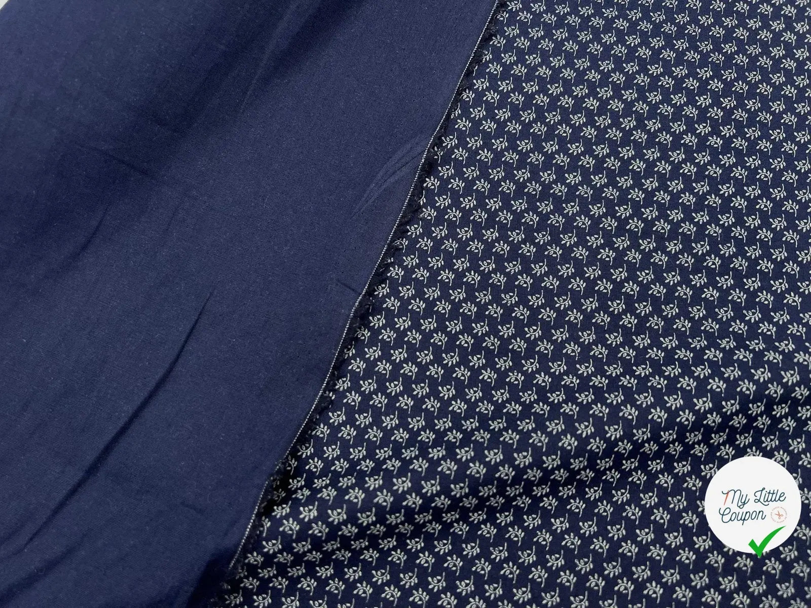 TISSU 100% COTON FERMIÈRE FOND BLEU MOTIF FEUILLAGES - My Little Coupon - tissu - coudre