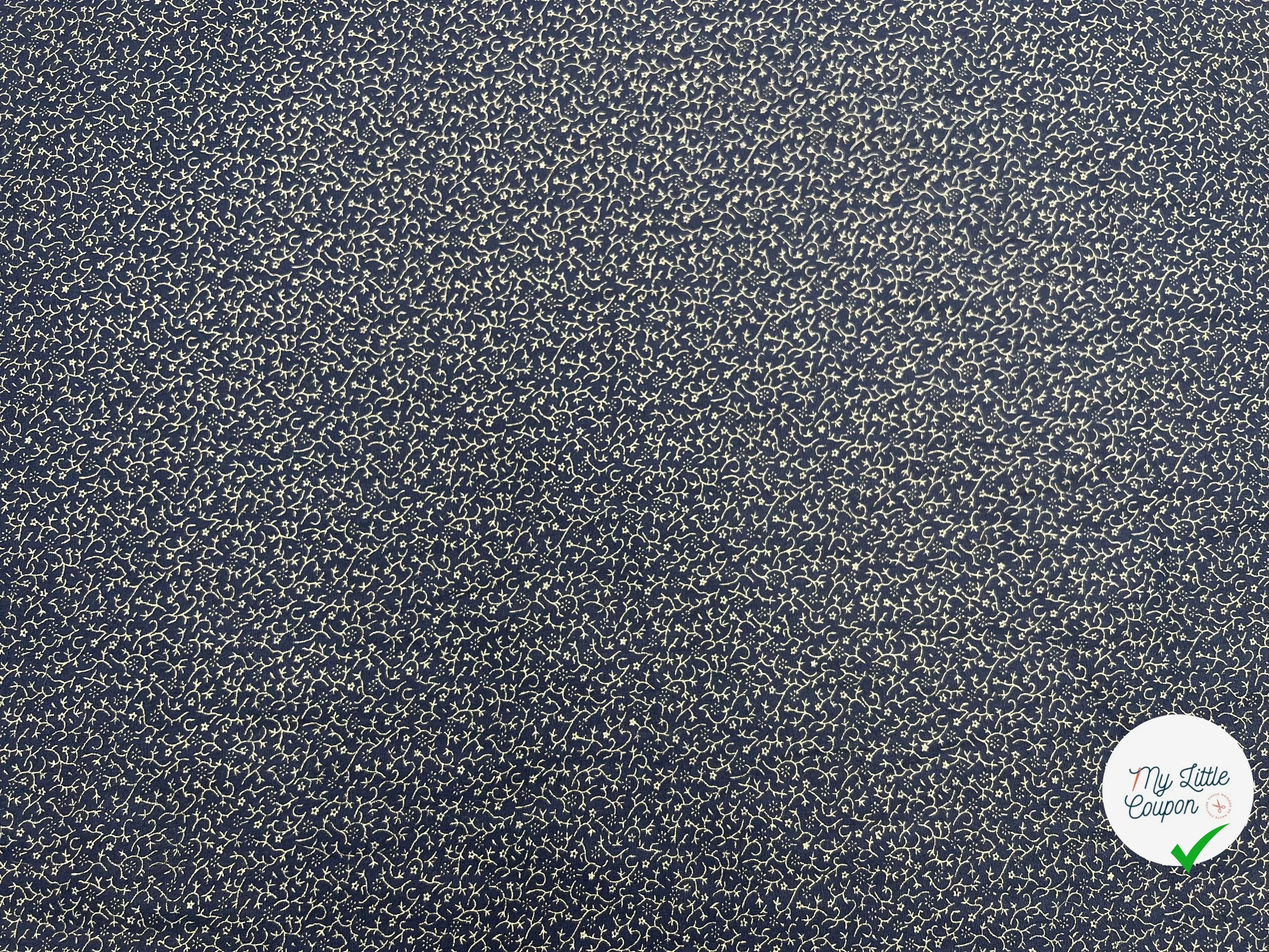TISSU 100% COTON FERMIÈRE FOND BLEU PETITES ROSACES - My Little Coupon - tissu - coudre