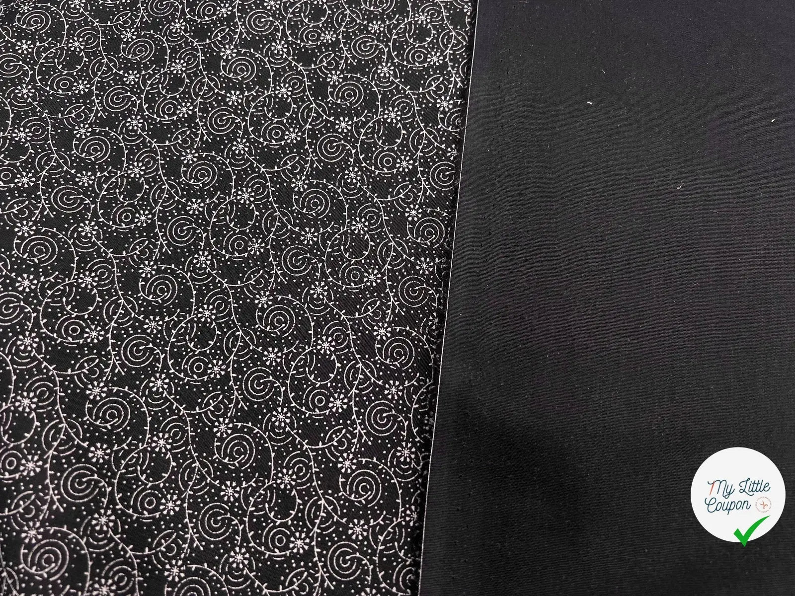 TISSU 100% COTON FERMIÈRE GÉOMÉTRIE CIRCULAIRE FOND NOIR - My Little Coupon - tissu - coudre