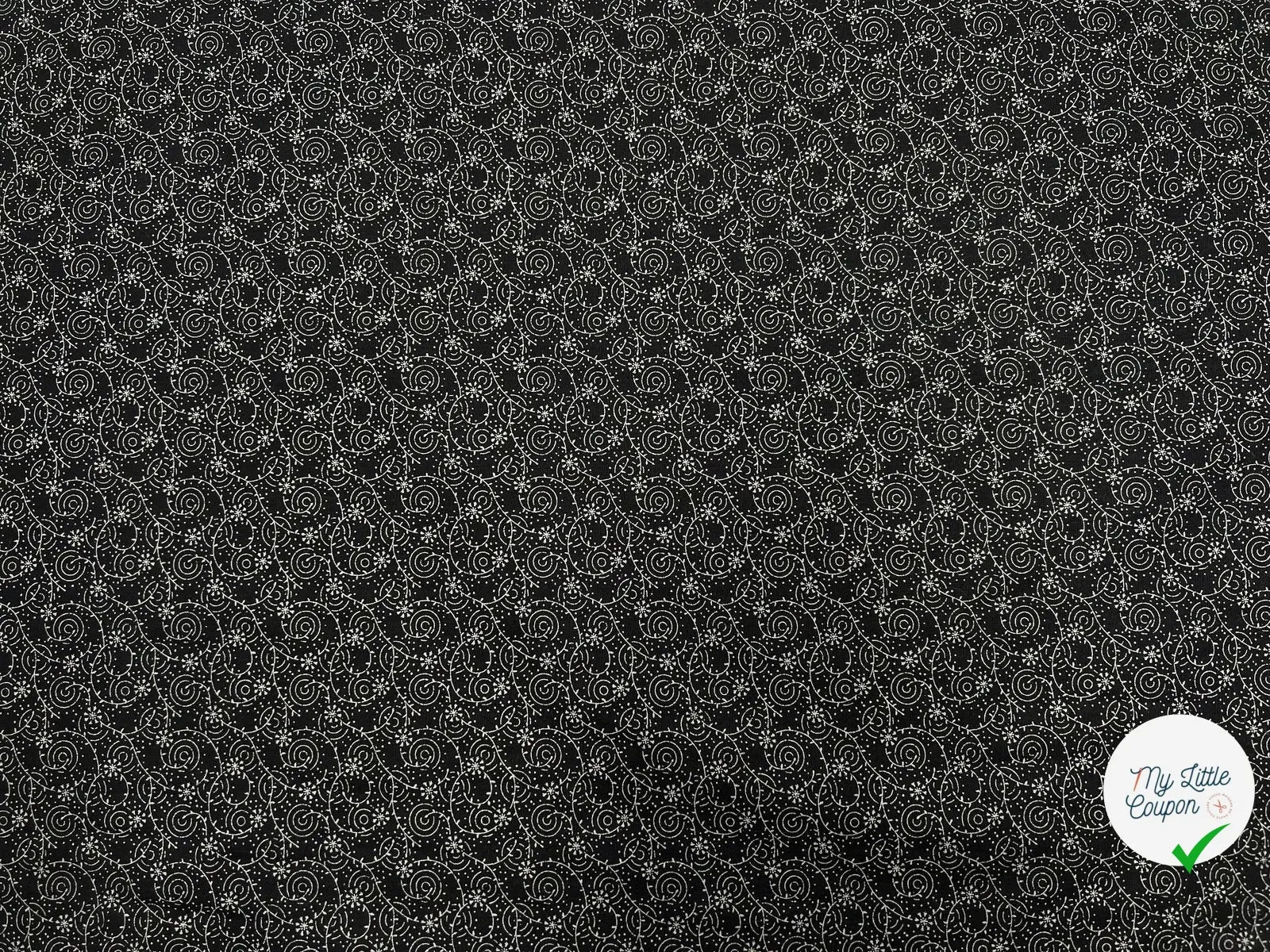TISSU 100% COTON FERMIÈRE GÉOMÉTRIE CIRCULAIRE FOND NOIR - My Little Coupon - tissu - coudre