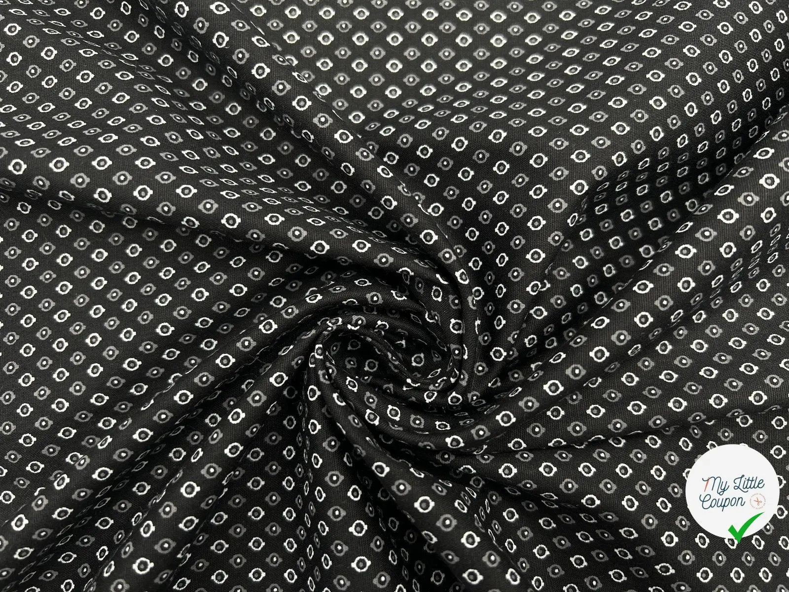 TISSU 100% COTON FERMIÈRE PETITES GOUTTES FOND NOIR - My Little Coupon - tissu - coudre