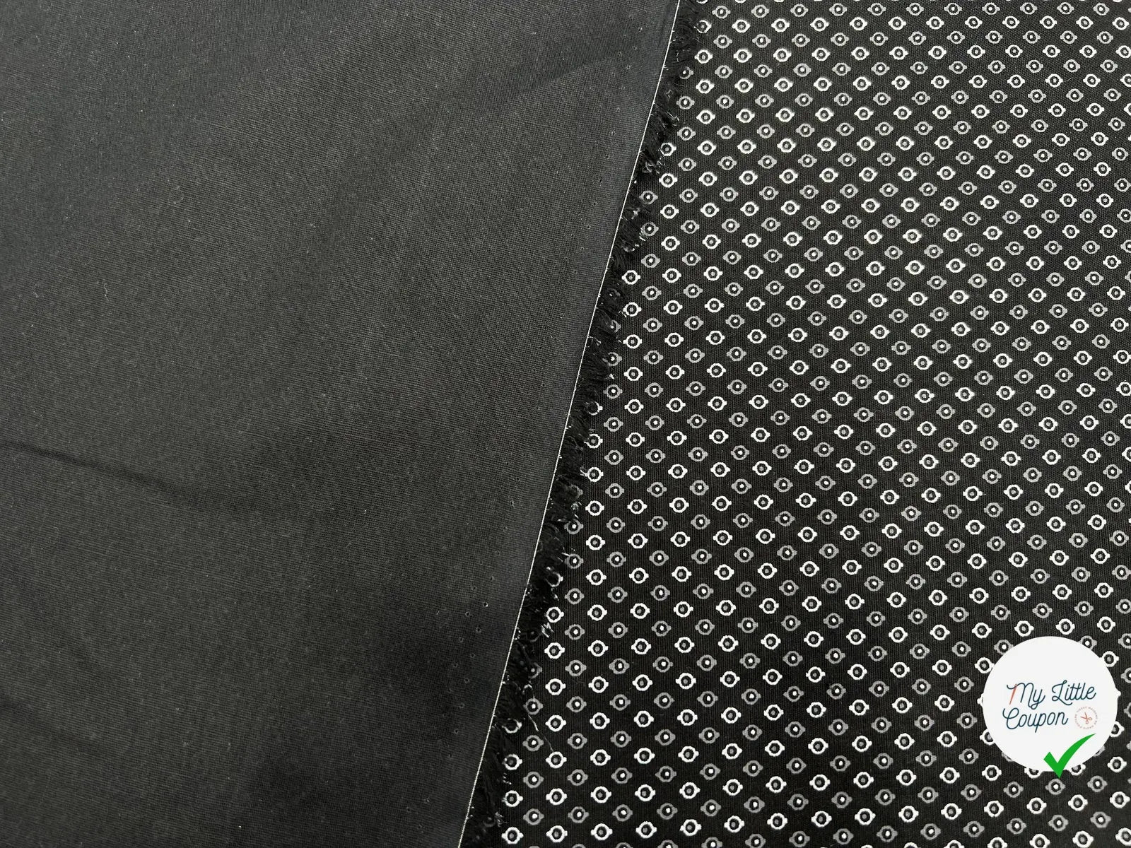 TISSU 100% COTON FERMIÈRE PETITES GOUTTES FOND NOIR - My Little Coupon - tissu - coudre