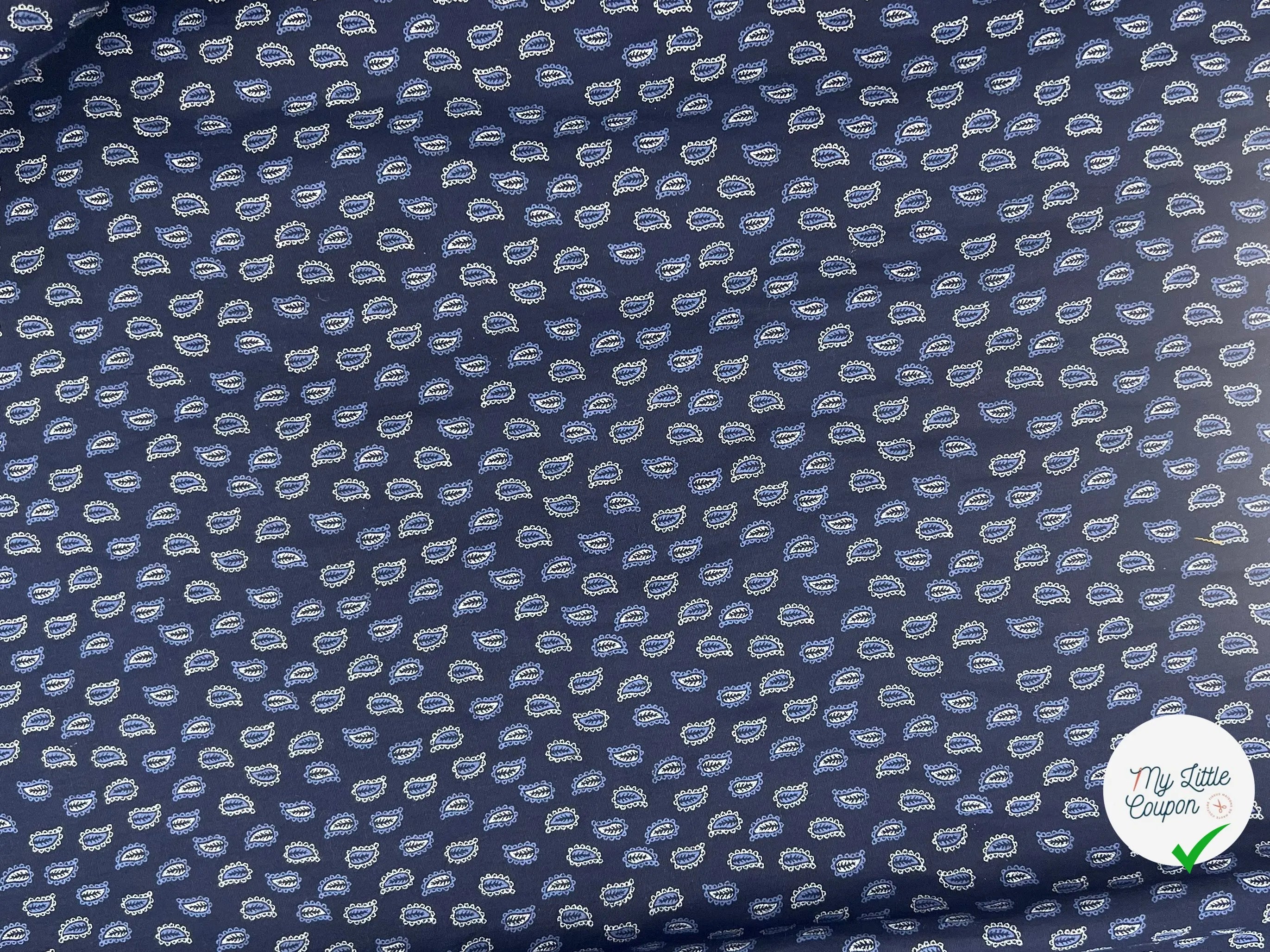 TISSU 100% COTON FERMIÈRE PETITS FEUILLAGES D'UNE NUIT SUR L'OCÉAN - My Little Coupon - tissu - coudre