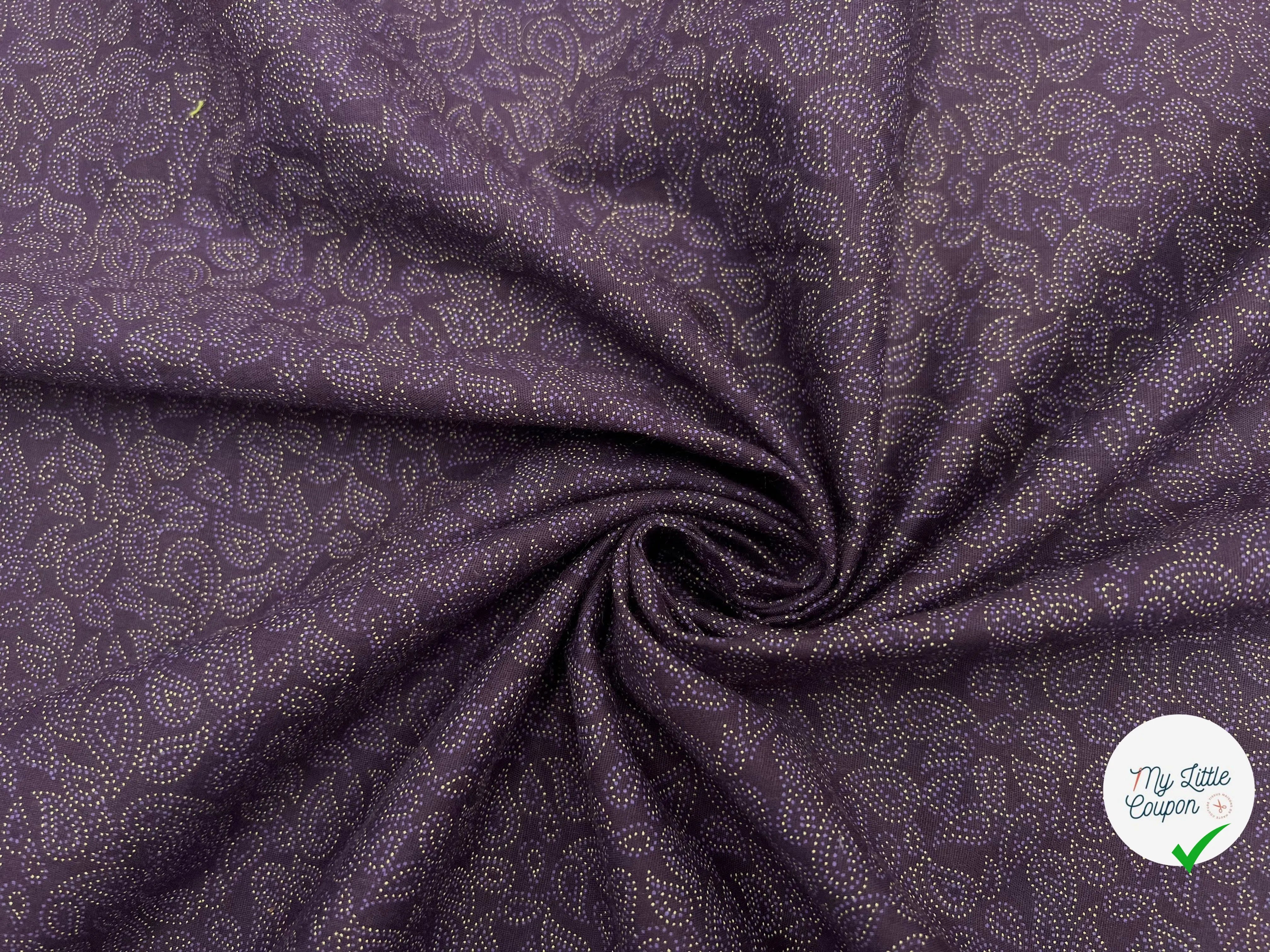 TISSU 100% COTON FERMIÈRE VIOLET MOTIF PAISLEY - My Little Coupon - tissu - coudre