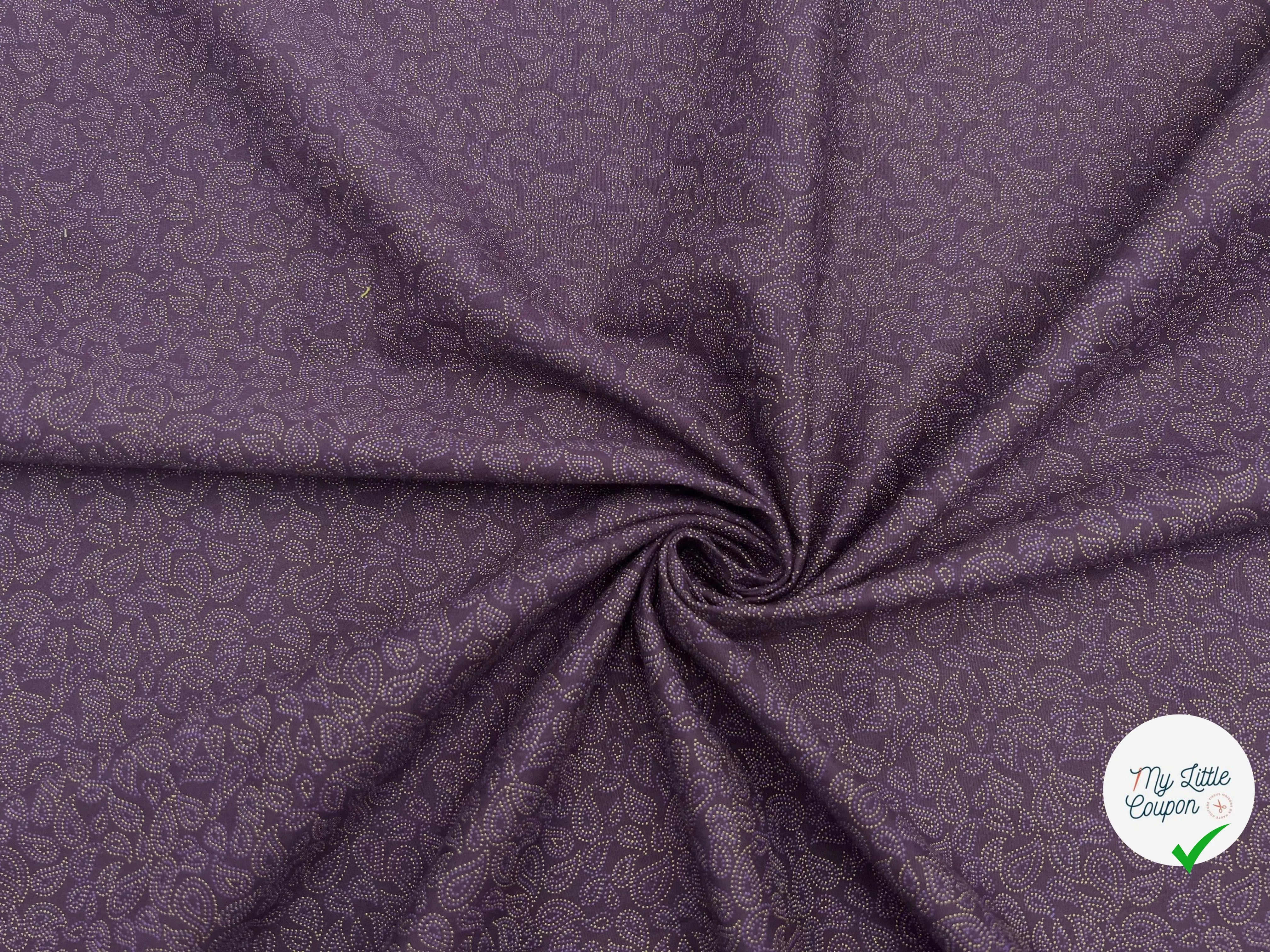 TISSU 100% COTON FERMIÈRE VIOLET MOTIF PAISLEY - My Little Coupon - tissu - coudre