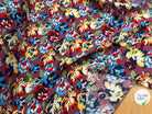 TISSU 100% VISCOSE IMPRIMÉ BASE DE FLEURS FOND MARRON BORDEAUX - My Little Coupon