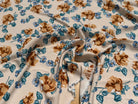 TISSU 100% VISCOSE IMPRIMÉ BRANCHES À FLEURS FOND CREME - My Little Coupon