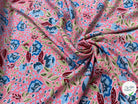 TISSU 100% VISCOSE IMPRIMÉ FEUILLAGES FOND ROSE - My Little Coupon