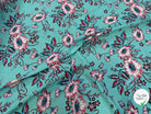 TISSU 100% VISCOSE IMPRIMÉ FOND AQUA - My Little Coupon