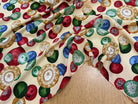 TISSU 100% VISCOSE IMPRIMÉ FOND CREME MOTIFS CIRCULAIRES - My Little Coupon