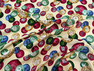 TISSU 100% VISCOSE IMPRIMÉ FOND CREME MOTIFS CIRCULAIRES - My Little Coupon