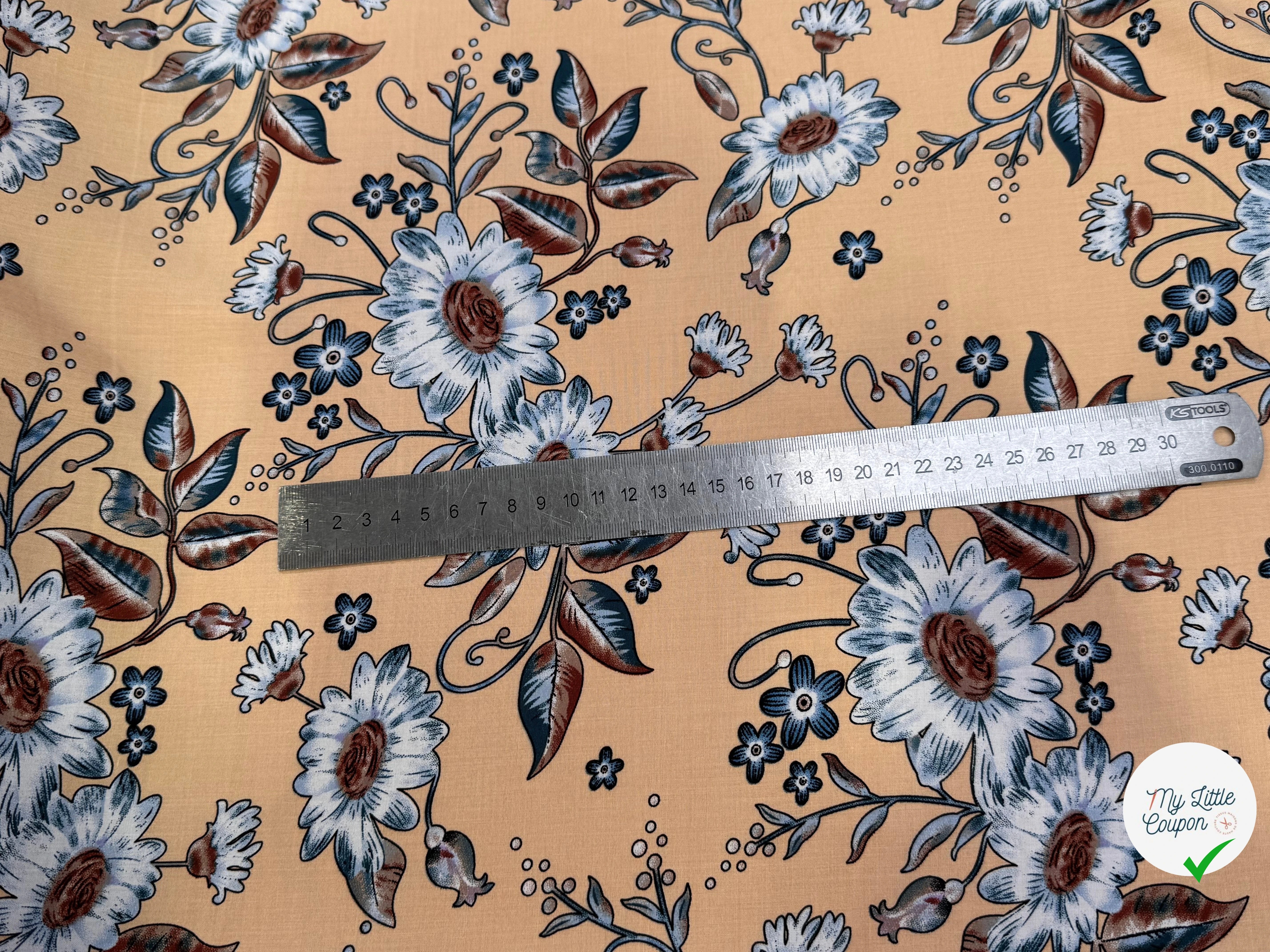 TISSU 100% VISCOSE IMPRIMÉ FOND DOWN ORANGE - My Little Coupon