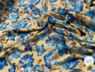 TISSU 100% VISCOSE IMPRIMÉ GROSSES BASES DE FLEURS FOND CAMEL - My Little Coupon