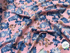 TISSU 100% VISCOSE IMPRIMÉ GROSSES BASES DE FLEURS FOND ROSE - My Little Coupon
