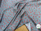 TISSU 100% VISCOSE IMPRIMÉ MINI FLEURS FOND GRIS - My Little Coupon