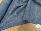 TISSU À CARREAUX 42% LIN LAINE & VISCOSE BLEU DENIM - My Little Coupon