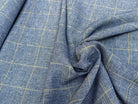 TISSU À CARREAUX 42% LIN LAINE & VISCOSE BLEU DENIM - My Little Coupon