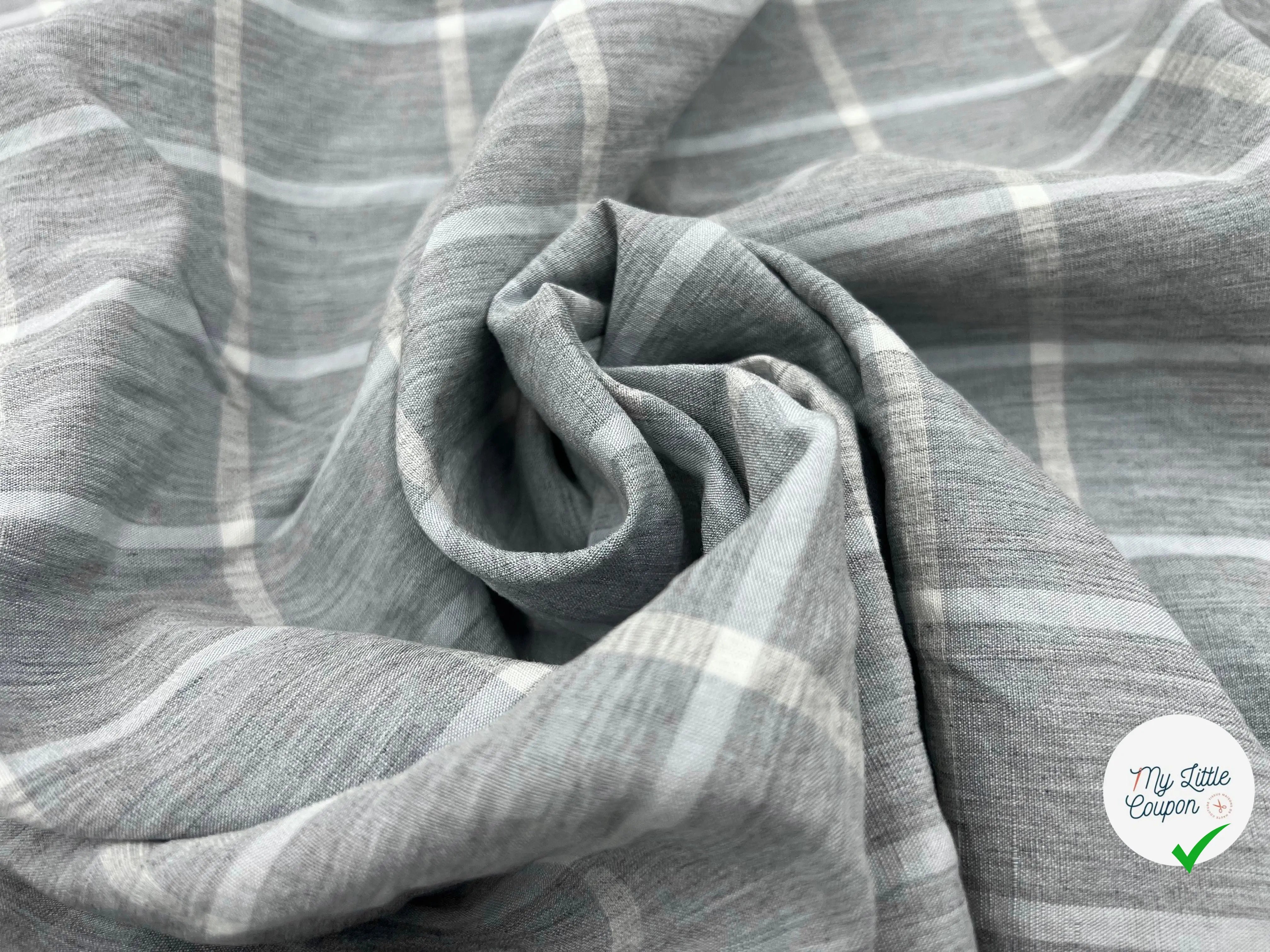 TISSU CARREAUX LIN VISCOSE - My Little Coupon - tissu - coudre