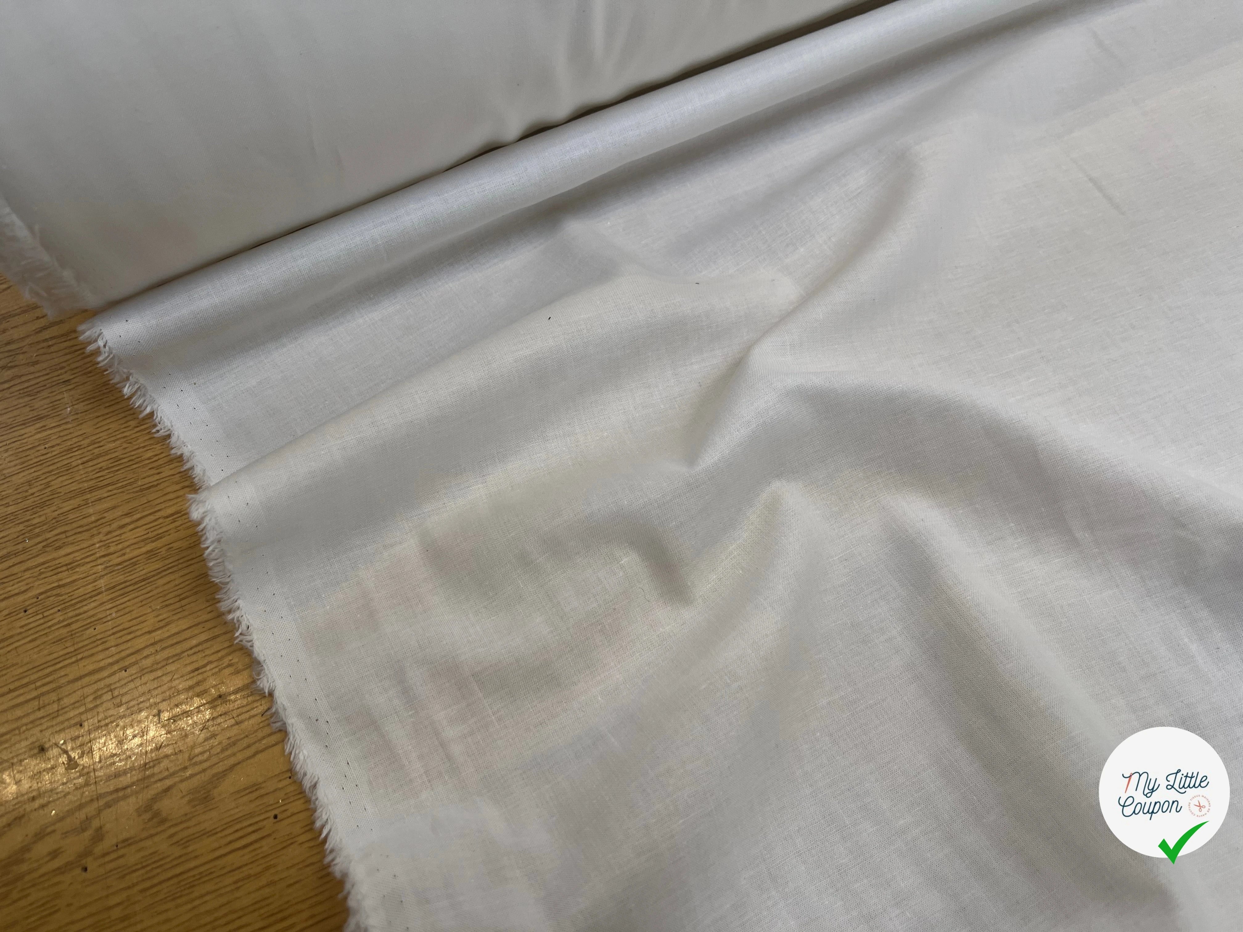 TISSU CHEMISE 100% COTON BLANC 145CM - My Little Coupon