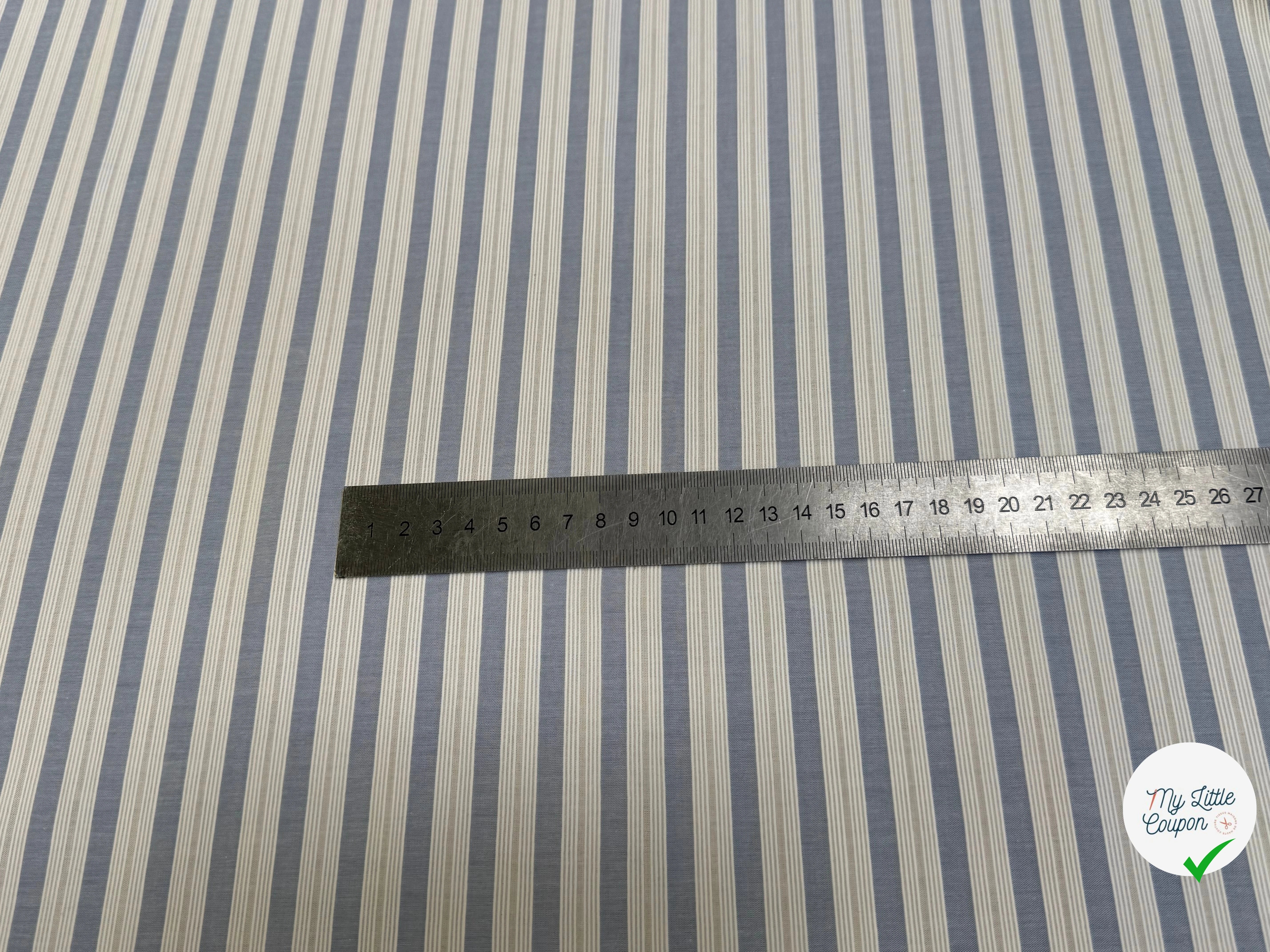 TISSU CHEMISE 100% COTON ORGANIC À RAYURES WHITE & SKY BLUE - My Little Coupon