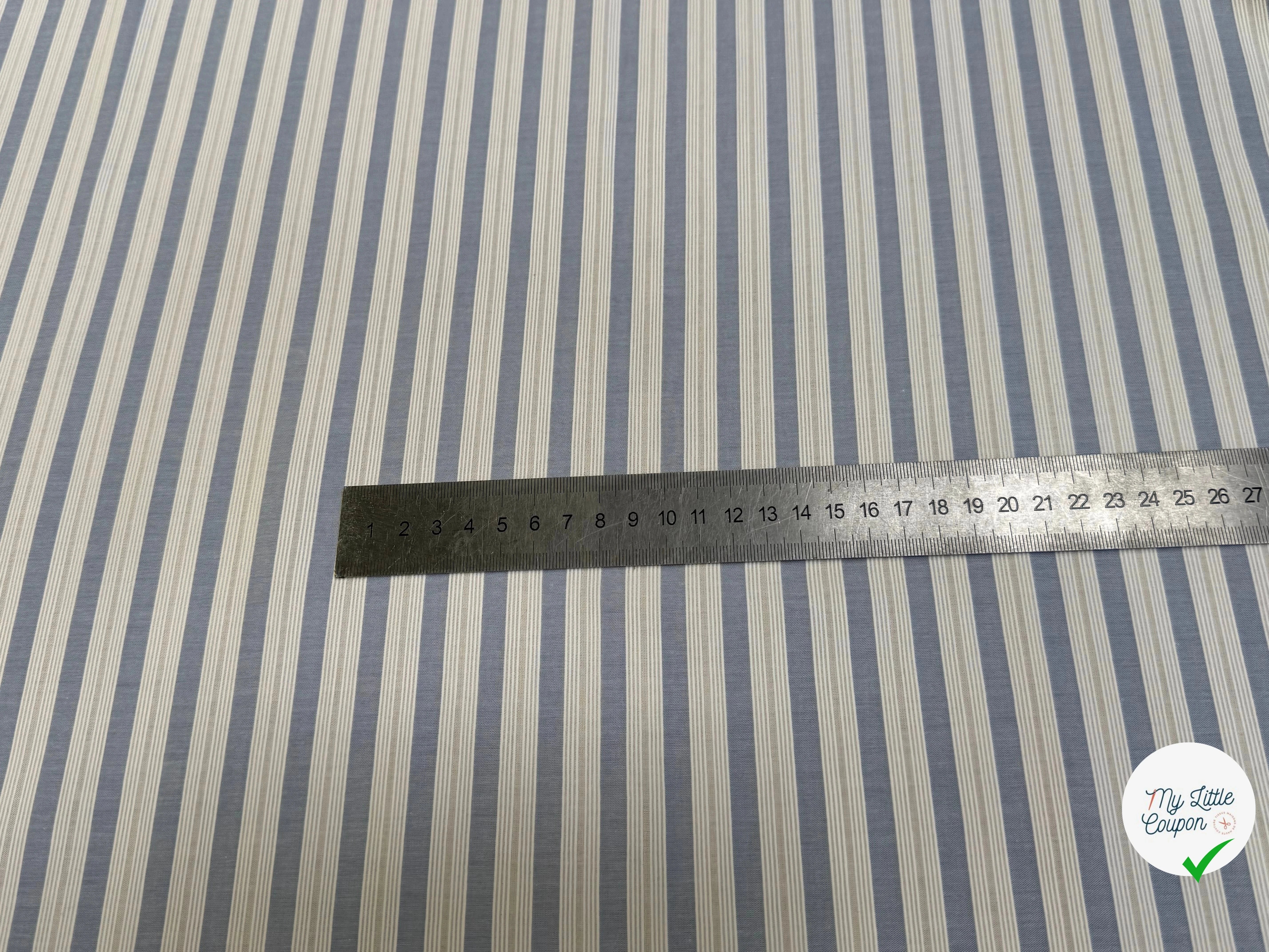 TISSU CHEMISE 100% COTON ORGANIC À RAYURES WHITE & SKY BLUE - My Little Coupon