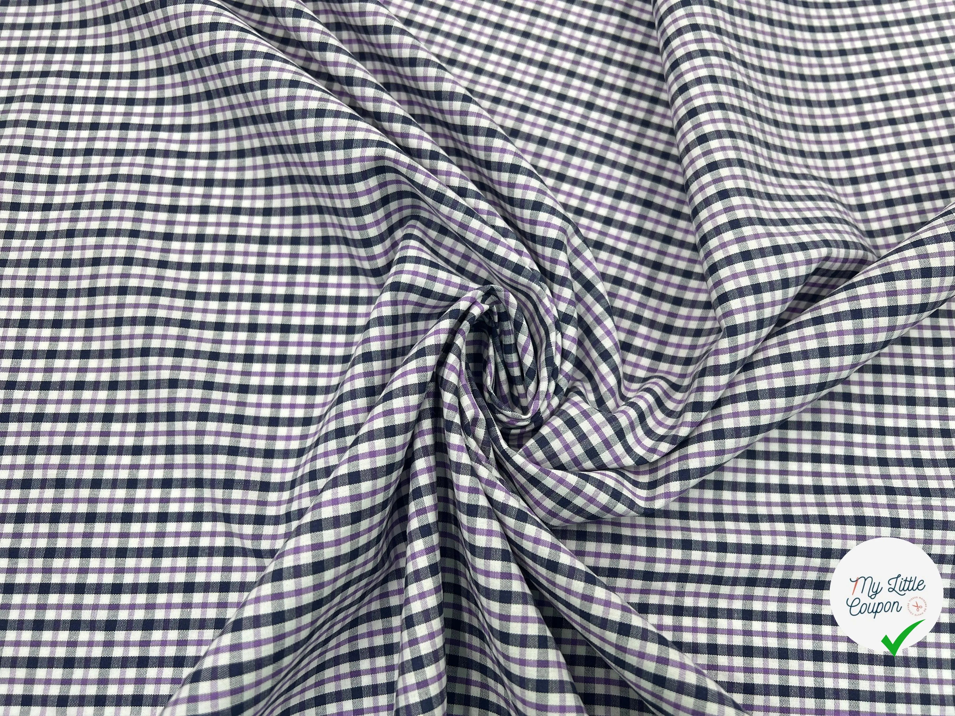 TISSU CHEMISE CARREAUX ASPECT CHAMBRAY TENDANCE VIOLET - My Little Coupon - tissu - coudre
