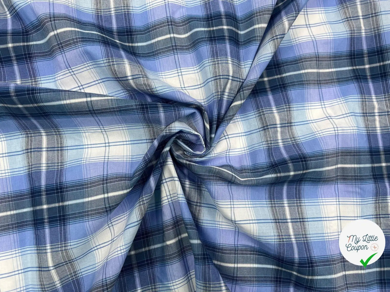 TISSU CHEMISE CARREAUX BLEU INDIEN - My Little Coupon - tissu - coudre