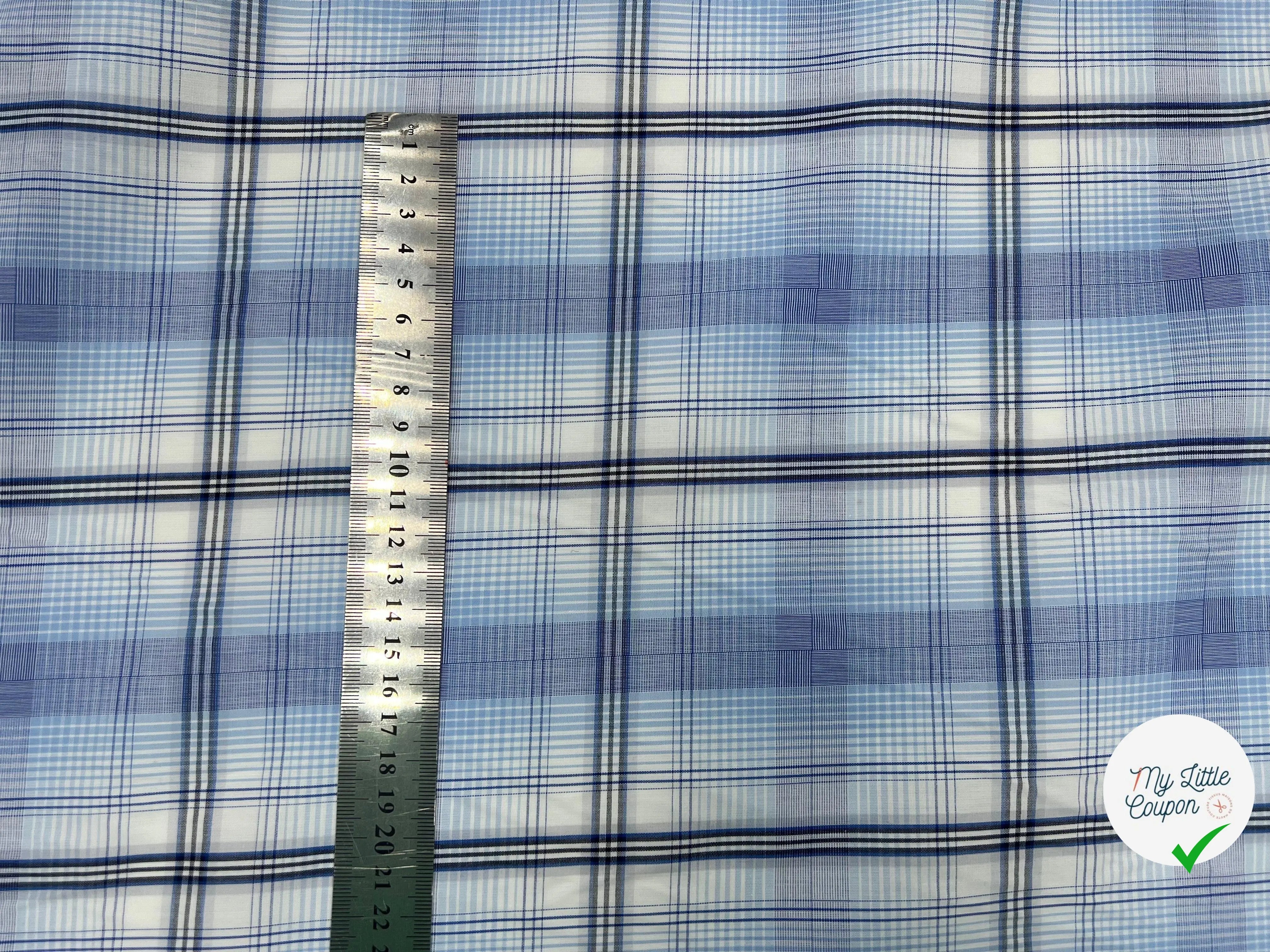 TISSU CHEMISE CARREAUX D'AZUR - My Little Coupon - tissu - coudre