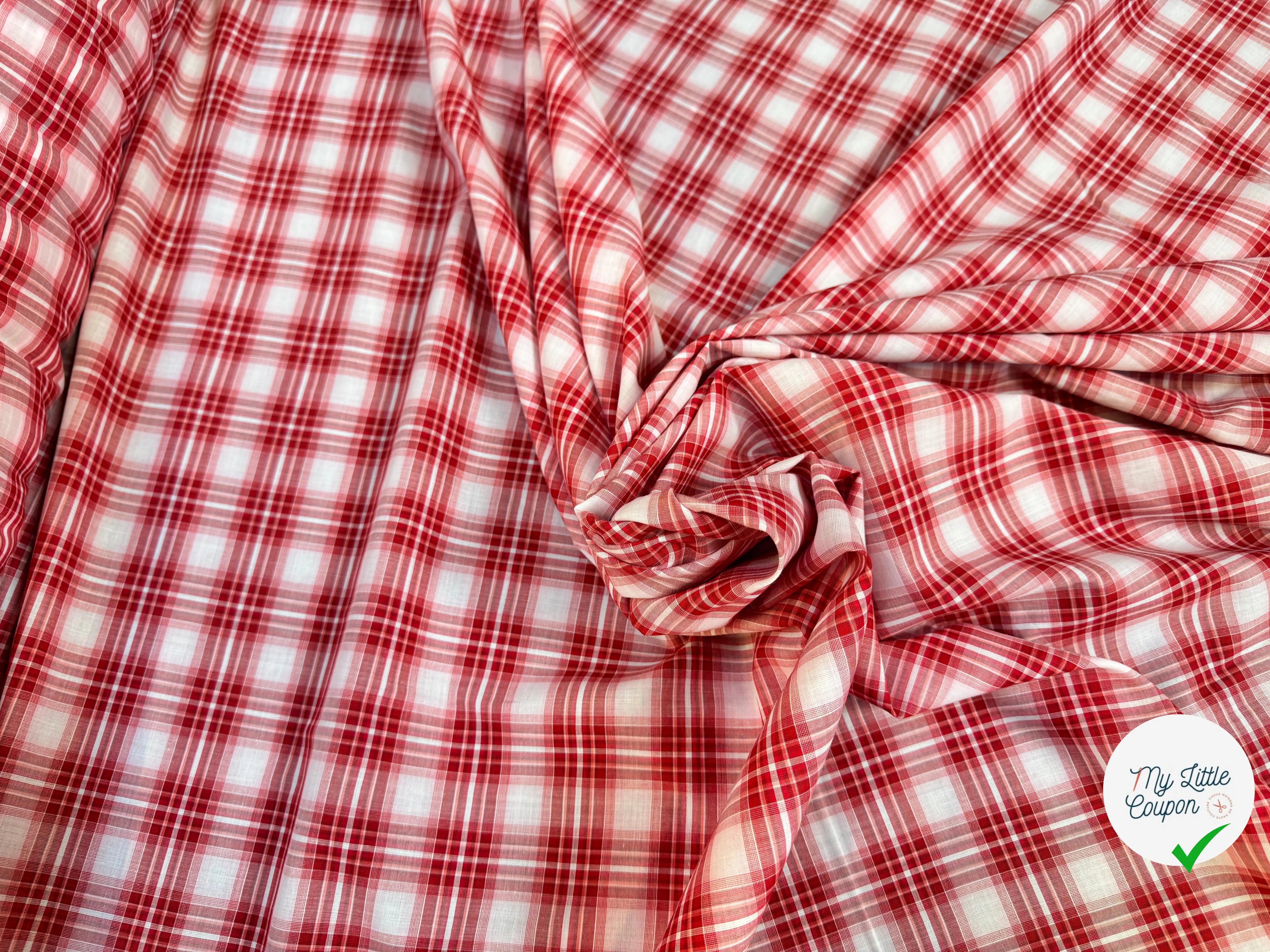 TISSU CHEMISE CARREAUX ROUGE BLANC - My Little Coupon
