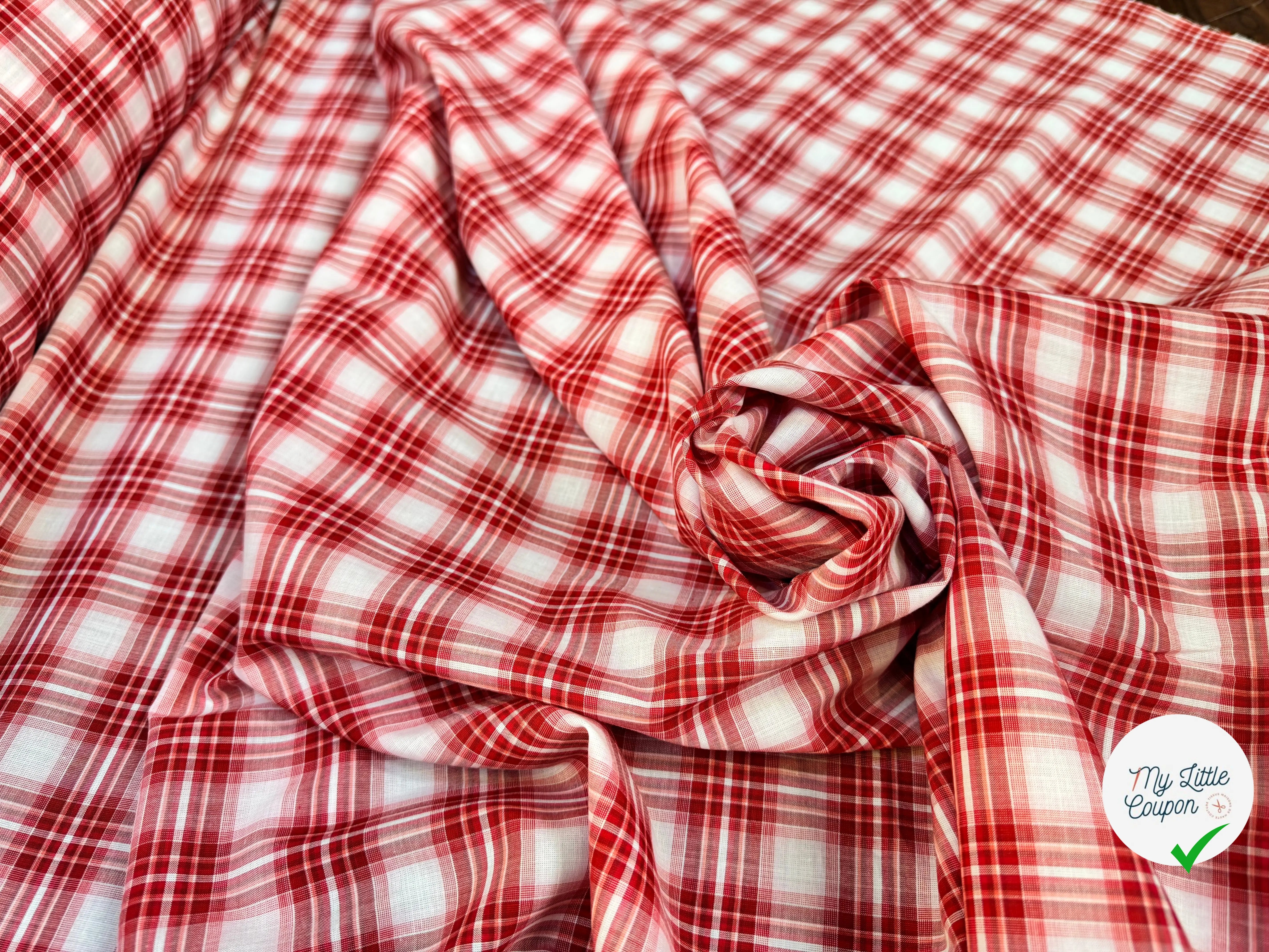TISSU CHEMISE CARREAUX ROUGE BLANC - My Little Coupon