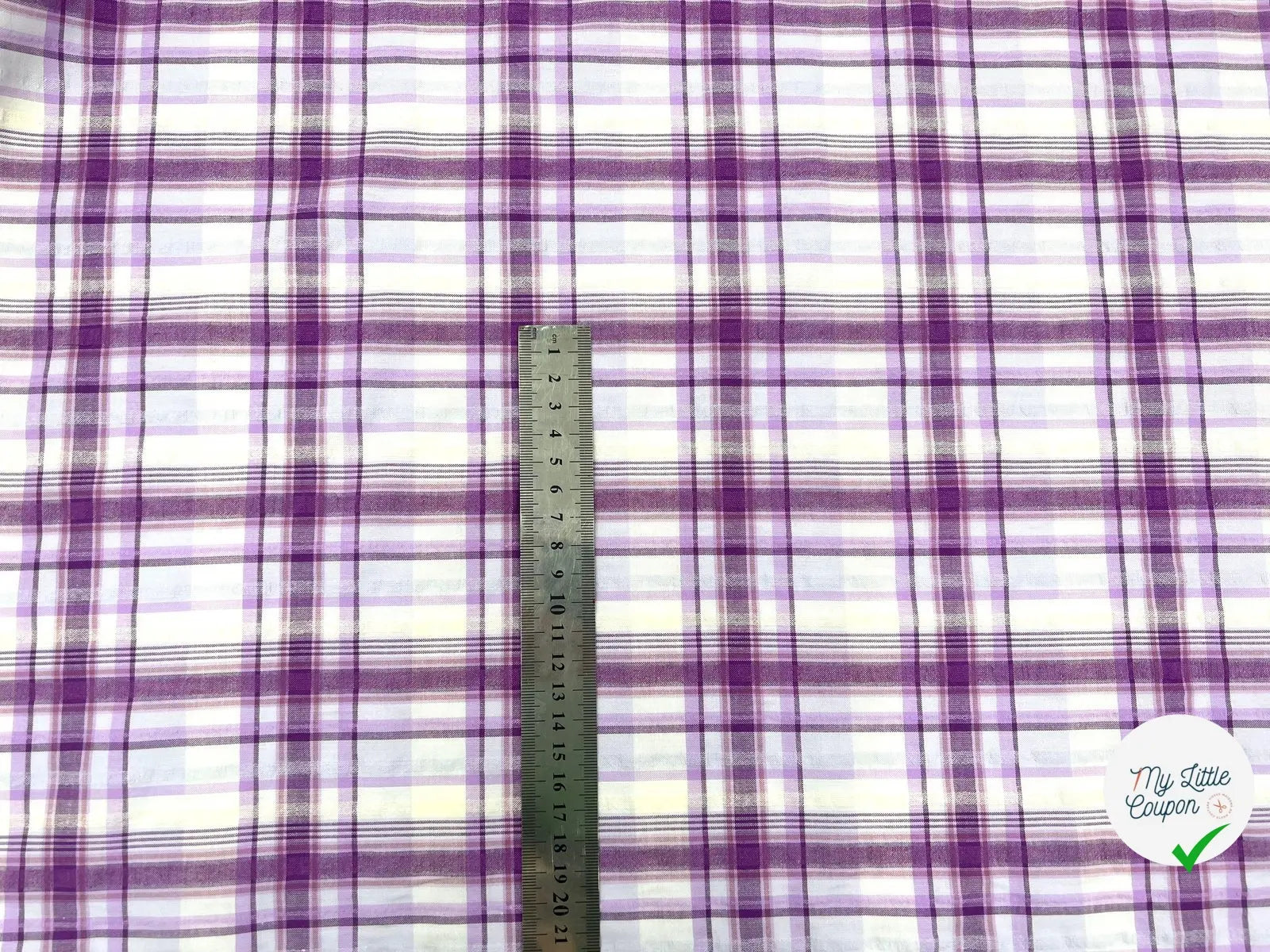 TISSU CHEMISE COTON CARREAUX MAUVES - My Little Coupon - tissu - coudre