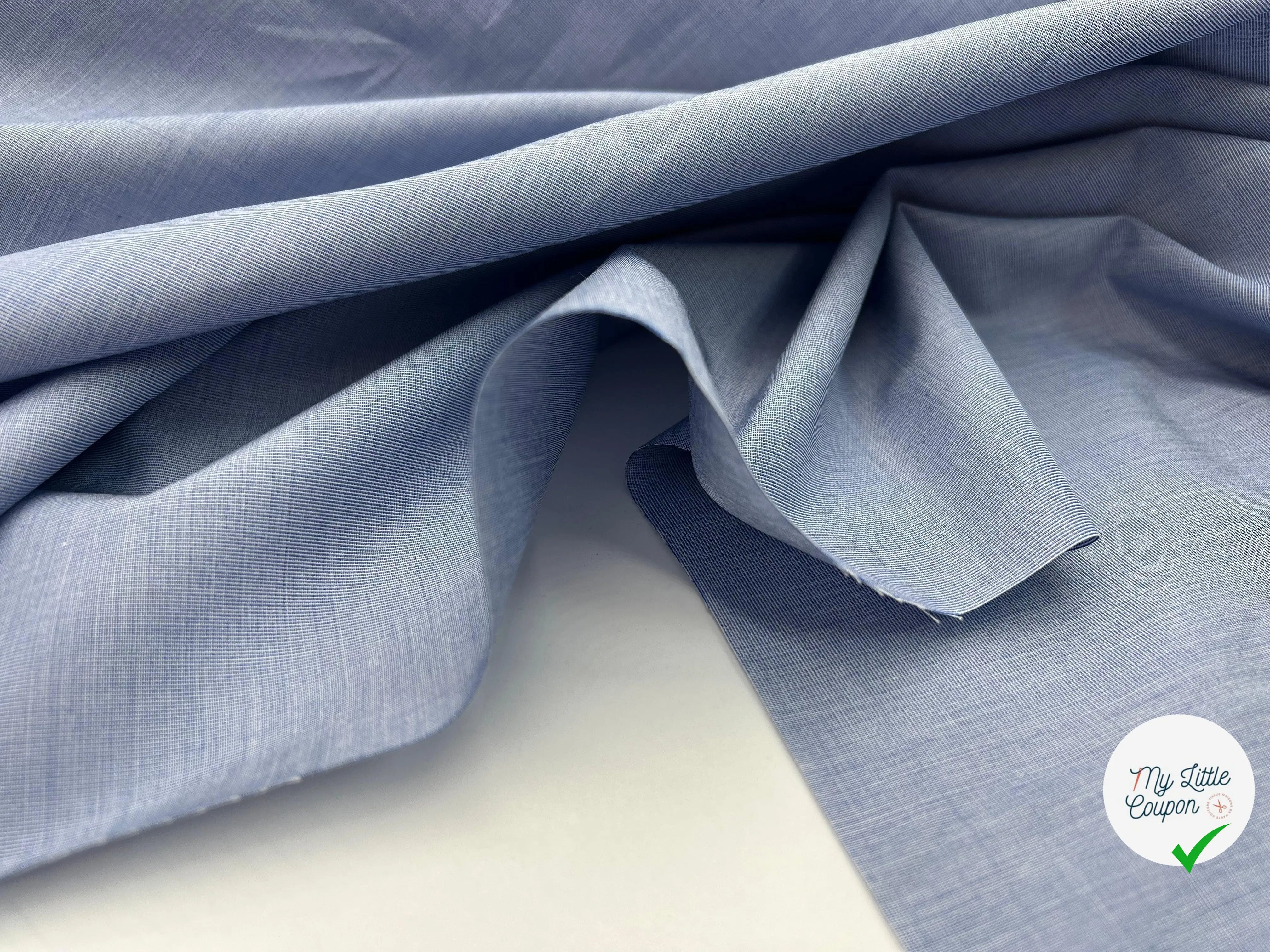 TISSU CHEMISE FIL À FIL BLEU L’ÉLÉGANCE - My Little Coupon - tissu - coudre
