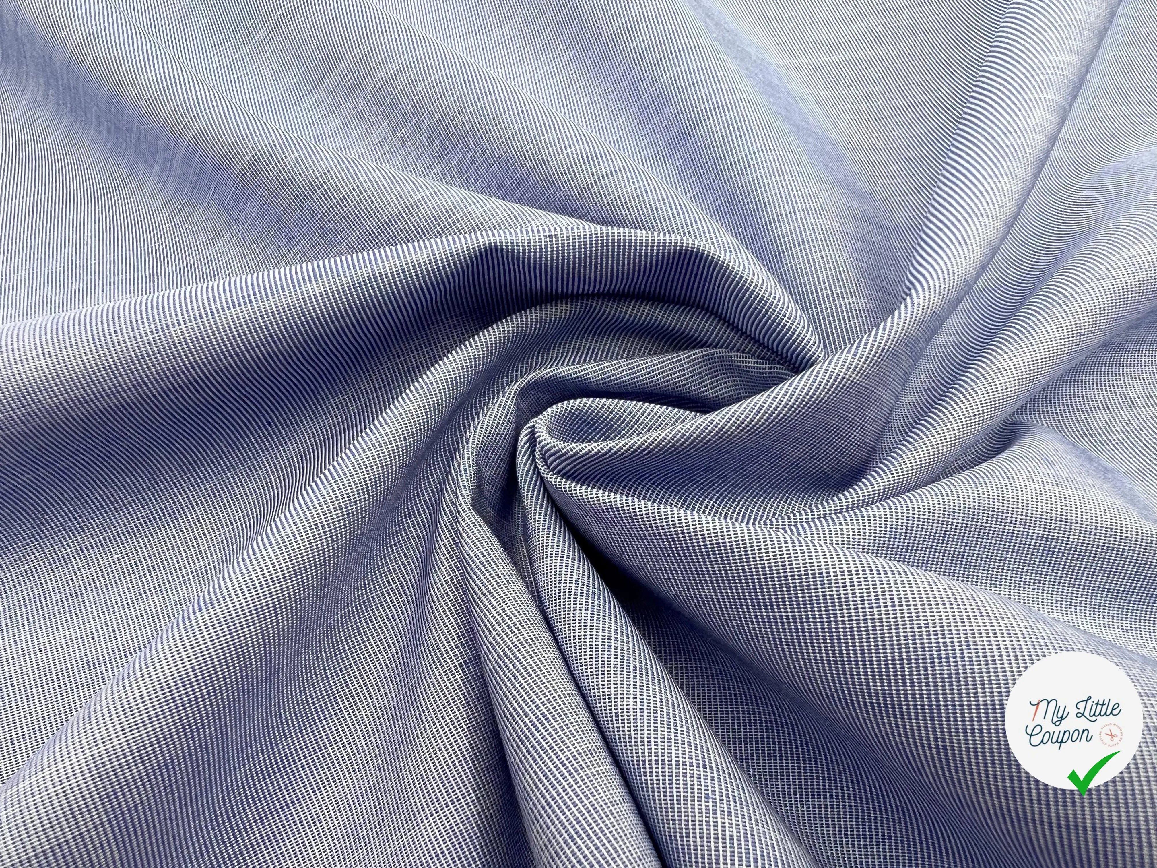 TISSU CHEMISE FIL À FIL BLEU L’ÉLÉGANCE - My Little Coupon - tissu - coudre