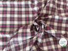 TISSU CHEMISE FLANELLETTE DUVETEUSE TRAPPEUR CARREAUX ROUGE VERT FOND CREME - My Little Coupon