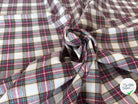TISSU CHEMISE FLANELLETTE DUVETEUSE TRAPPEUR CARREAUX ROUGE VERT FOND CREME - My Little Coupon