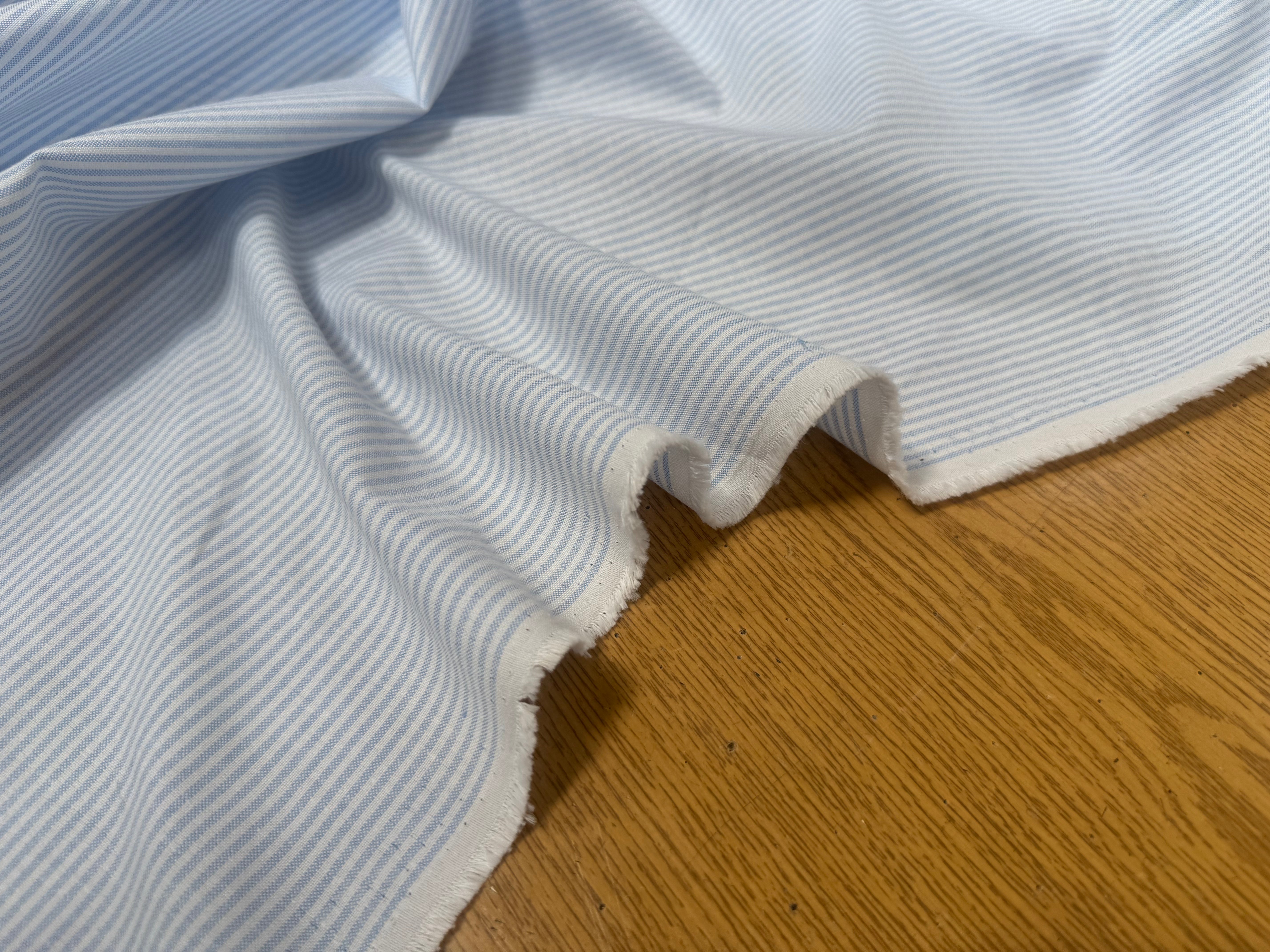 TISSU CHEMISE OXFORD COTON À RAYURES BLEU ET BLANC - My Little Coupon