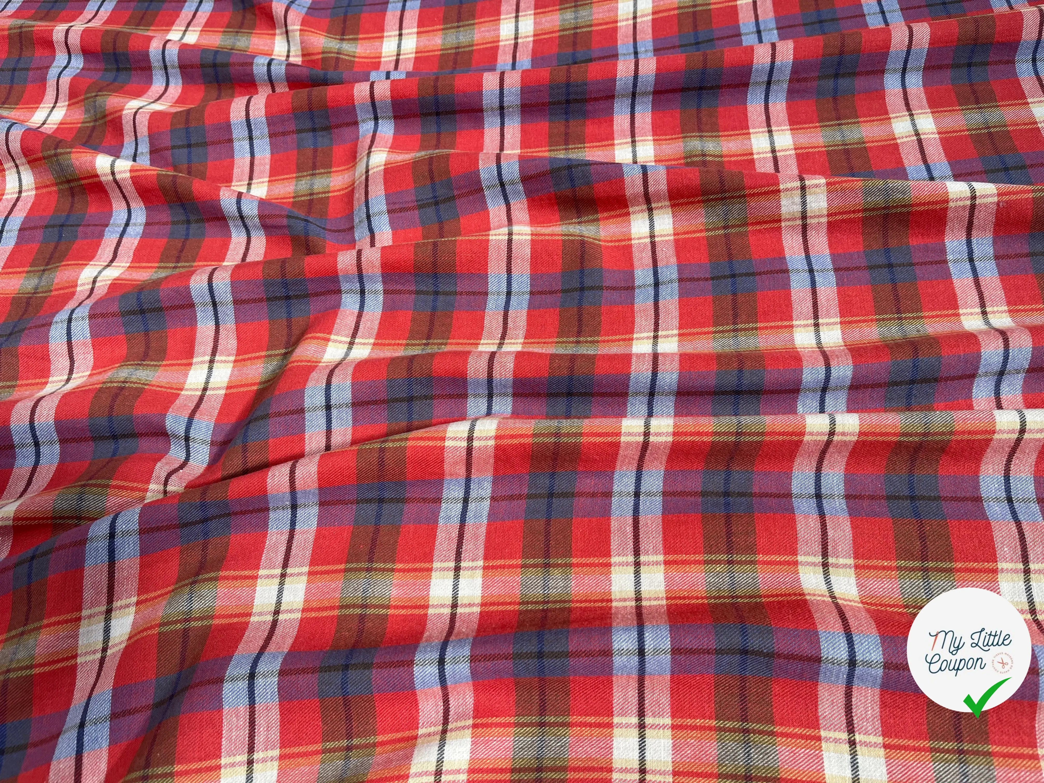 TISSU CHEMISE TRAPPEUR CARREAUX MULTICOLORES - My Little Coupon