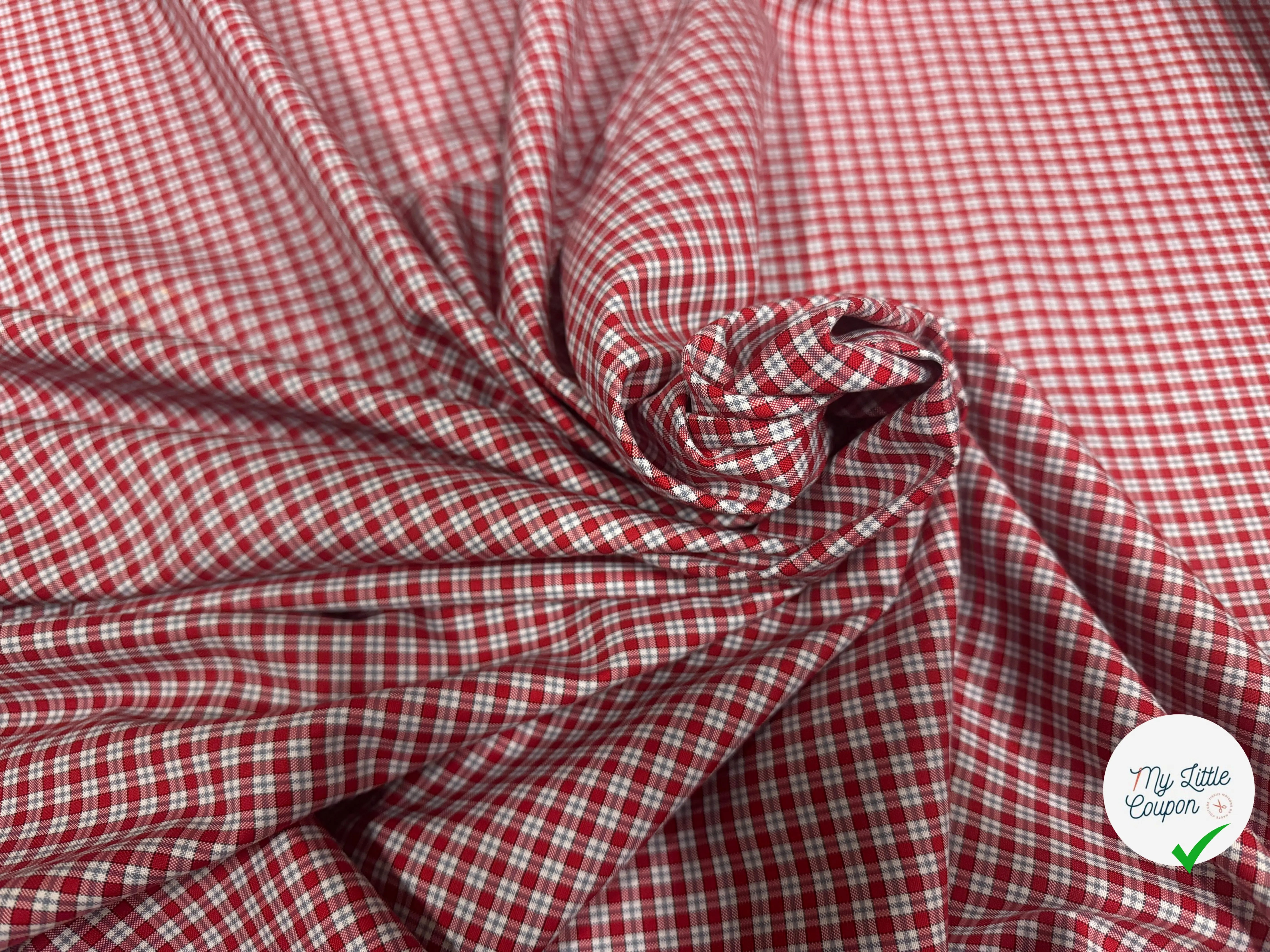 TISSU CHEMISE TWILL DE COTON ROUGE & BLANC - My Little Coupon