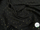 TISSU COTON CHEMISE SERGÉE MOTIF POIS OR SUR NOIR - My Little Coupon