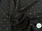 TISSU COTON CHEMISE SERGÉE MOTIF POIS OR SUR NOIR - My Little Coupon