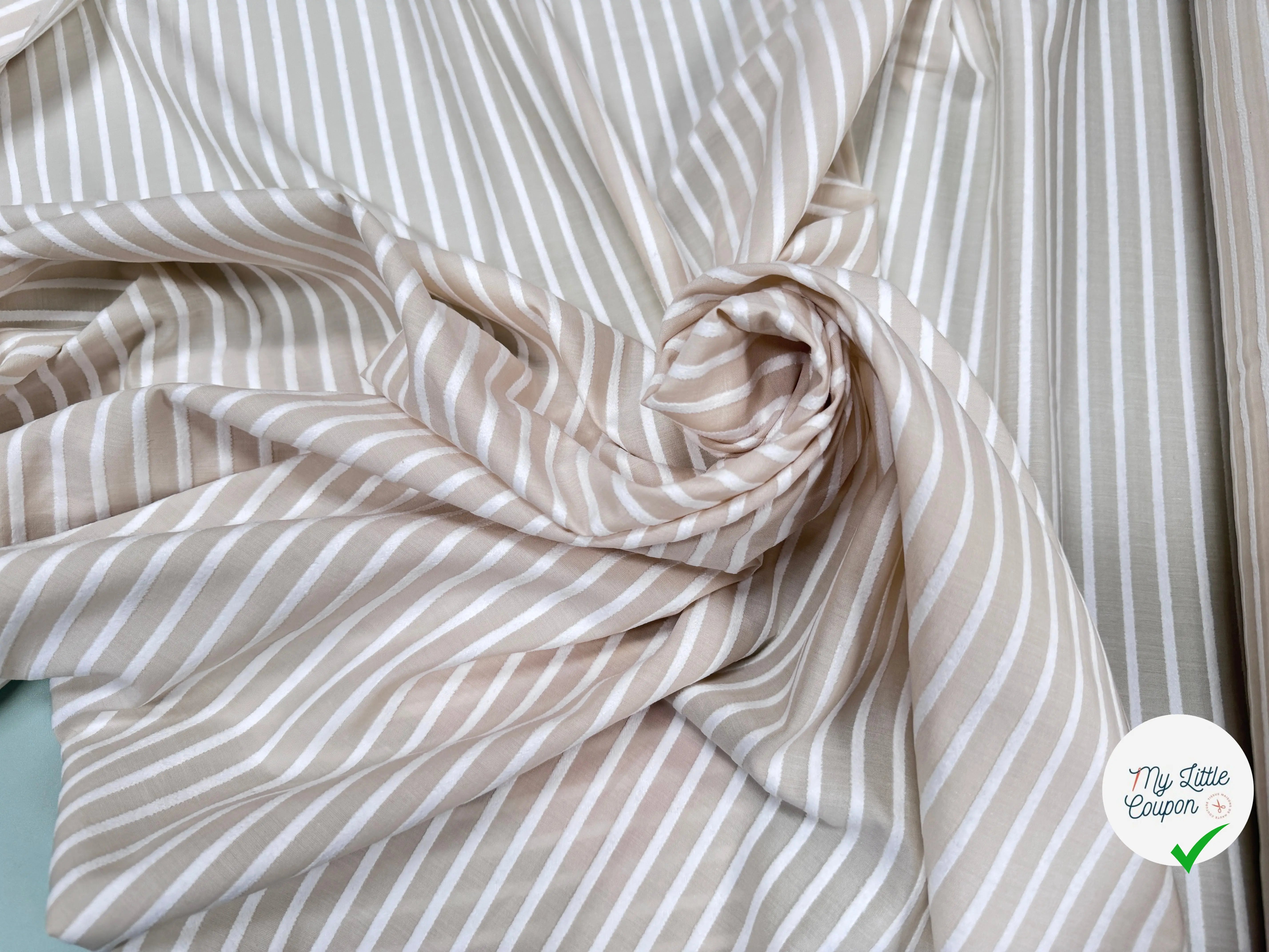 TISSU COTON CREME À RAYURES DUVETEUSES - My Little Coupon