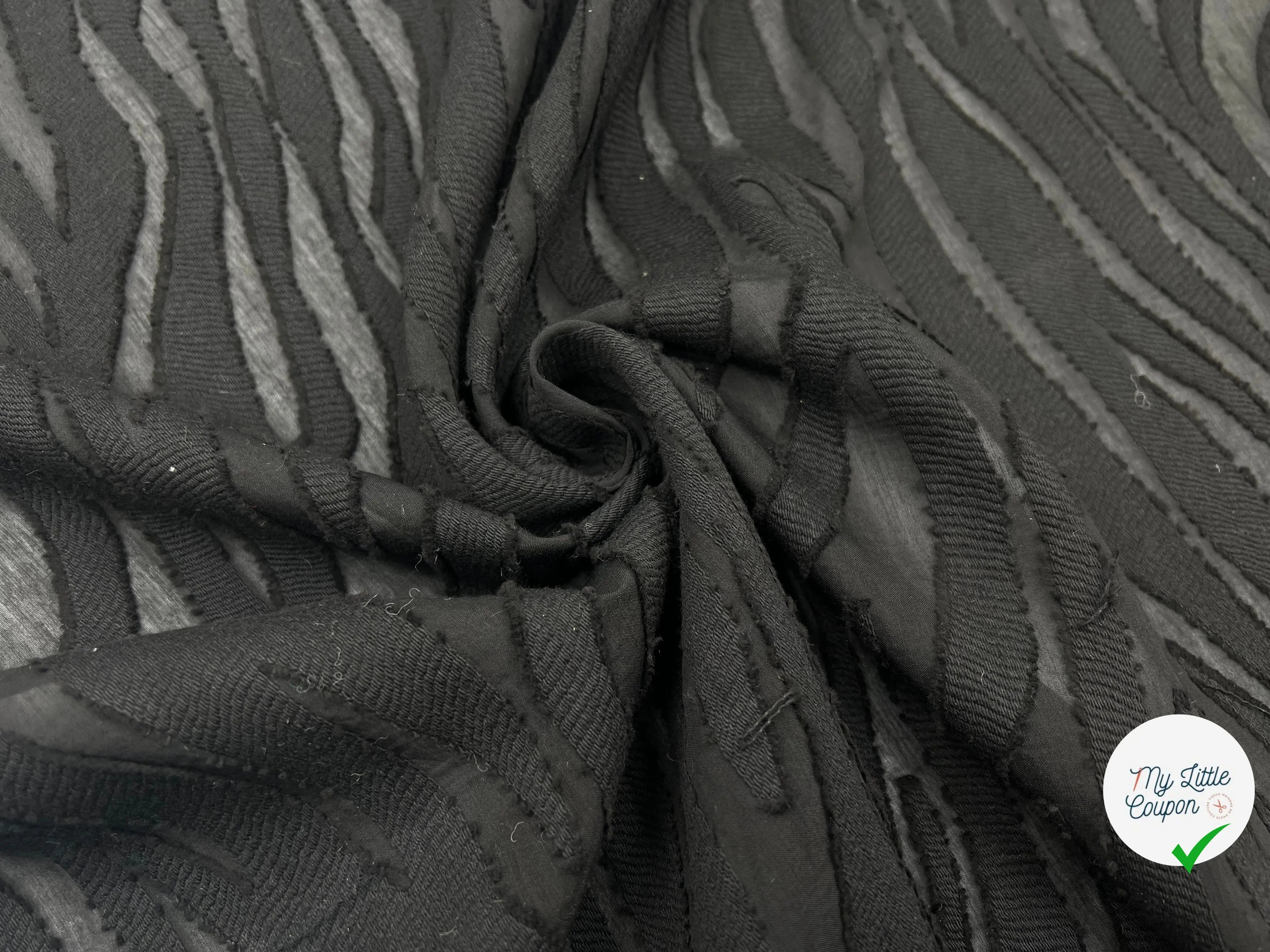 TISSU COTON DÉVORÉ CHARMILLES NOIR FIL LOUPS MSO