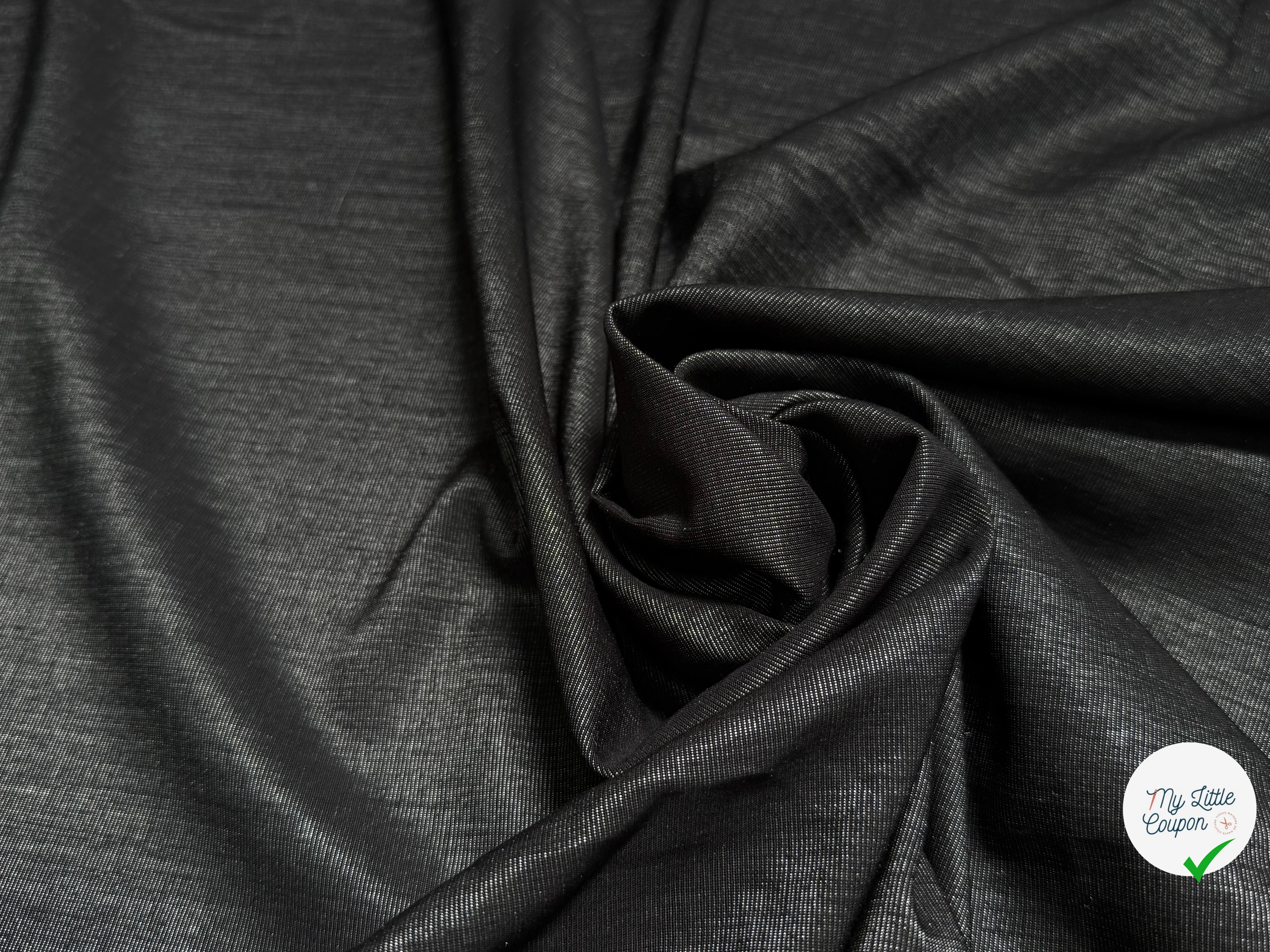 TISSU COTON ÉFFET DENIM LÉGÈREMENT SATINÉ 70% COTON - My Little Coupon