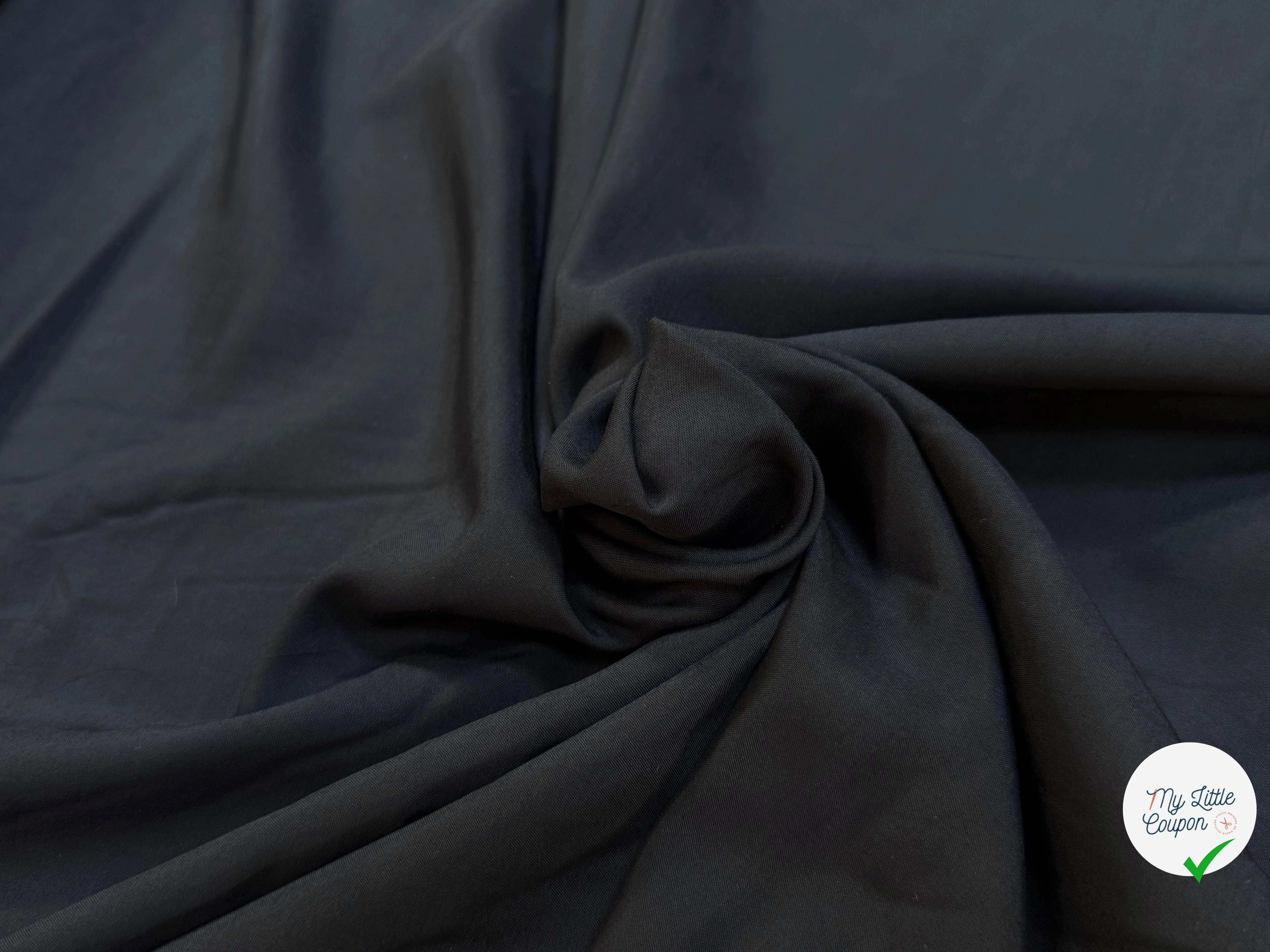 TISSU COTON FLUIDE ET DOUX NOIR 80% COTON LÉGÈREMENT SATINÉ - My Little Coupon