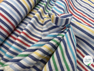 TISSU COTON LIN À MULTIPLES RAYURES DE COULEURS - My Little Coupon