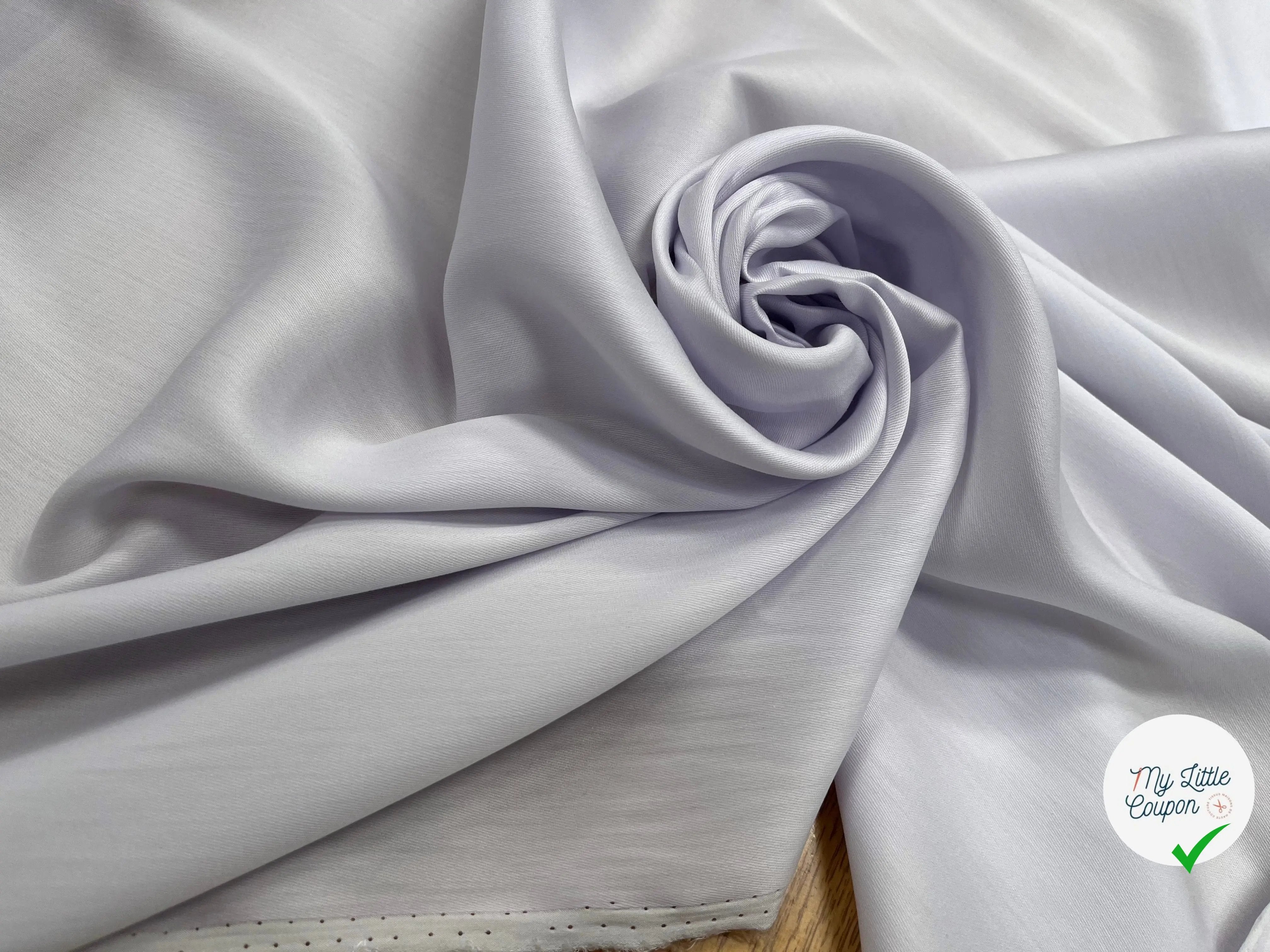 TISSU COTON SATINÉ LILAS 27% SOIE - My Little Coupon