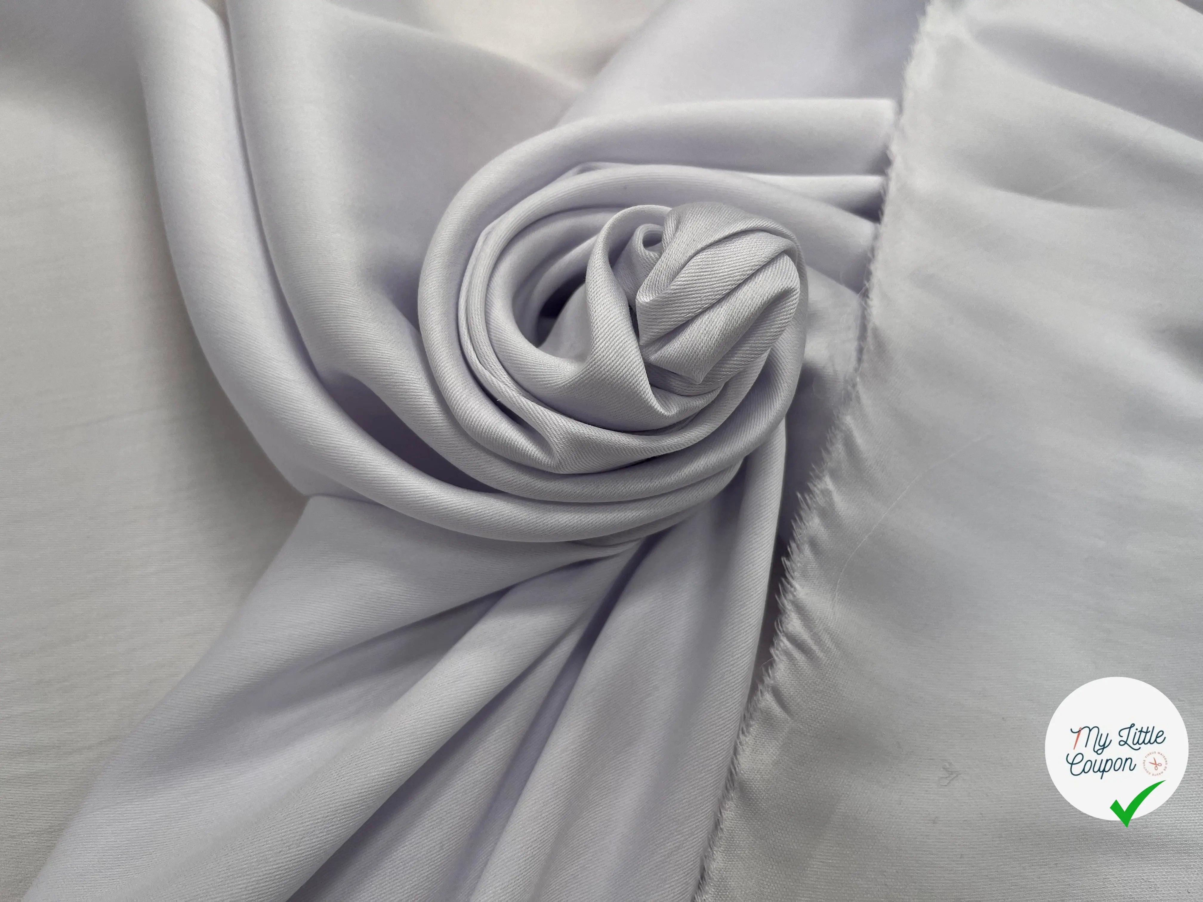 TISSU COTON SATINÉ LILAS 27% SOIE - My Little Coupon