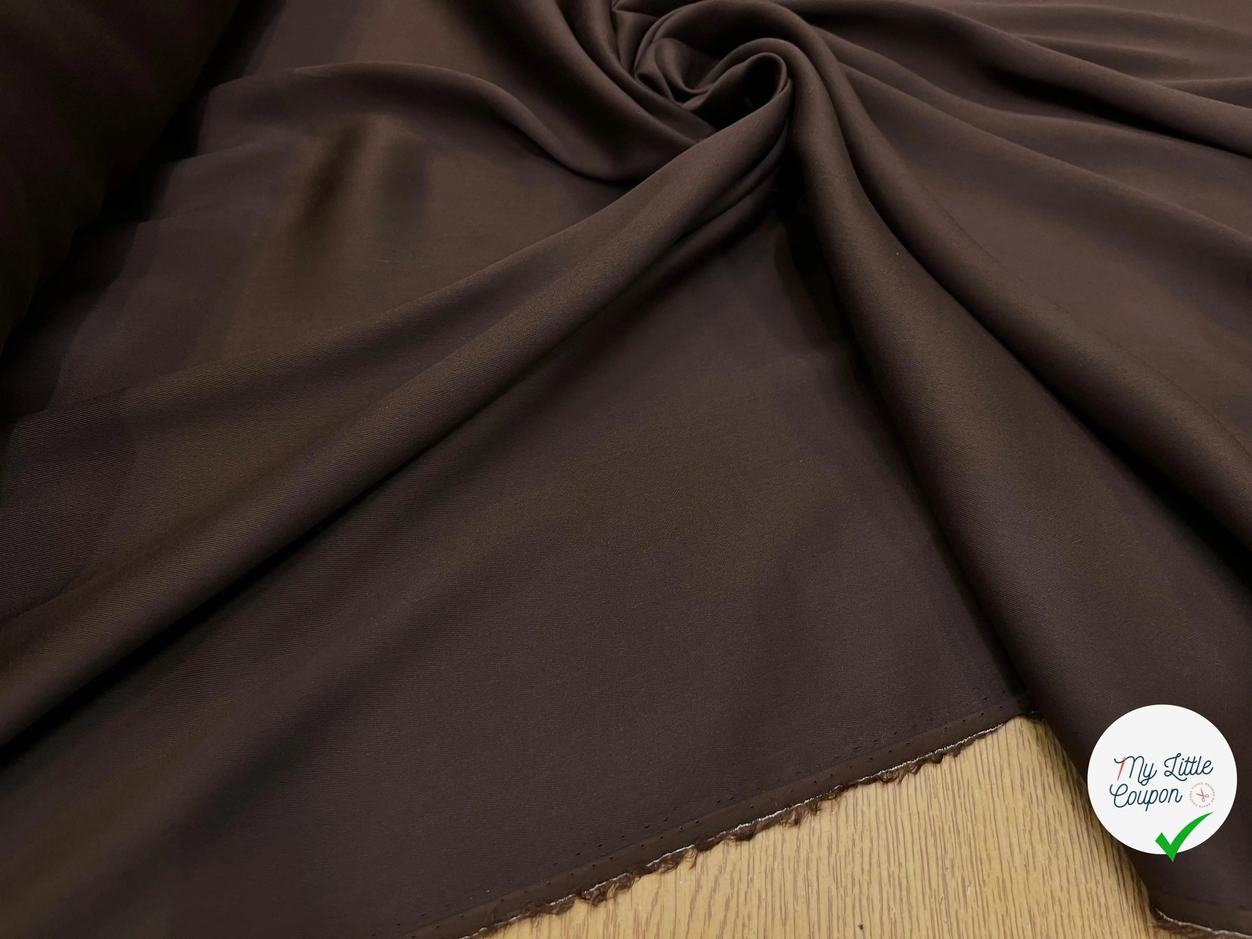 TISSU COTON SATINÉ MARRON 27%SOIE - My Little Coupon